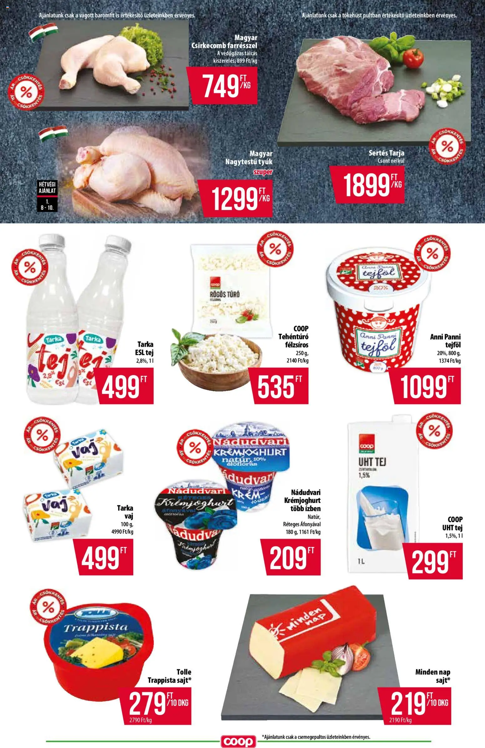 COOP akciós ujság - amely érvényes a következő dátumtól: 08.01.2026 | Oldal: 4 | Termékek: Tarja, Rögös túró, Tejföl, Csirkecomb