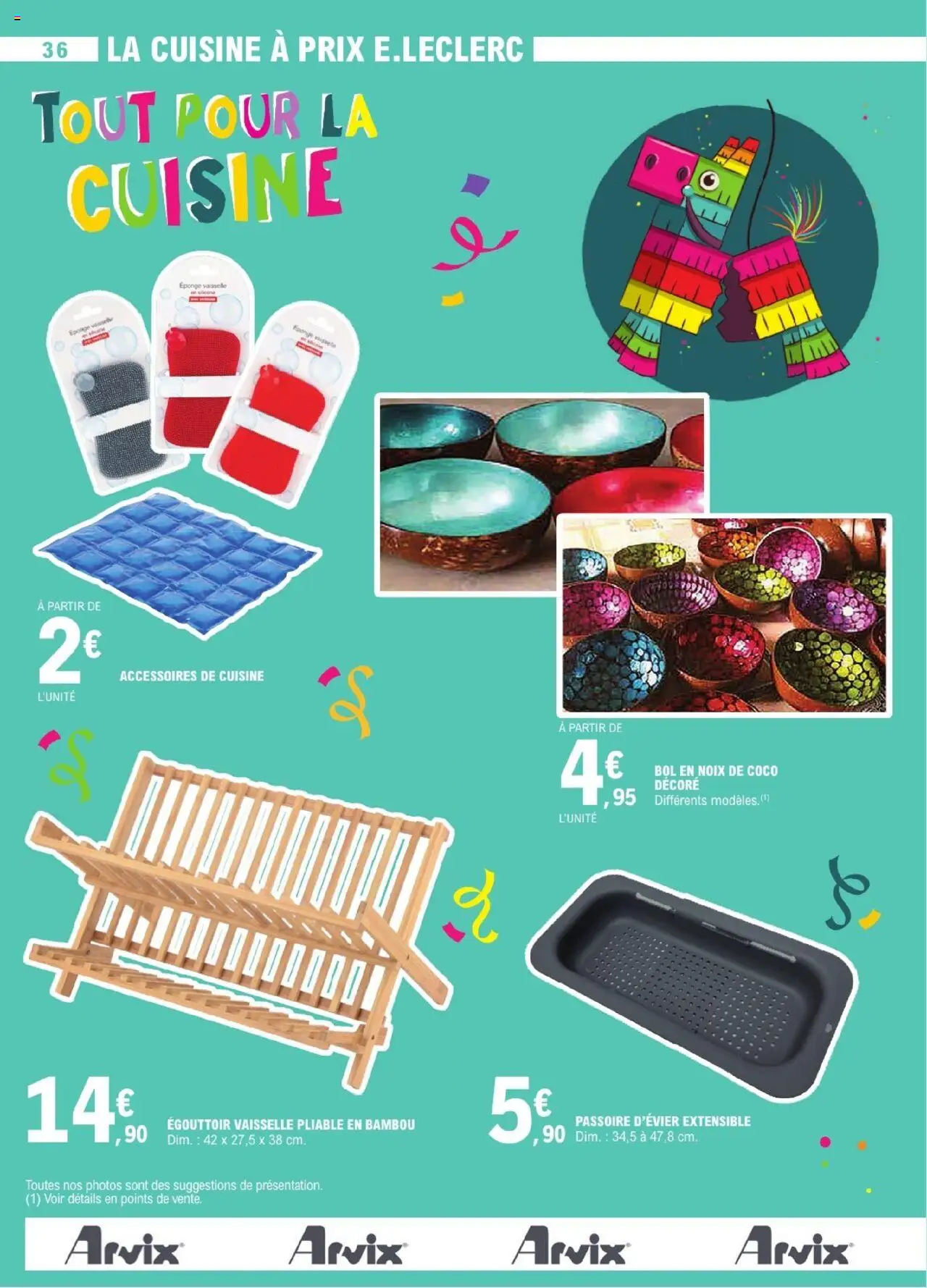  | Page: 36 | Produits: Égouttoir, Passoire, Noix de coco, Eponge
