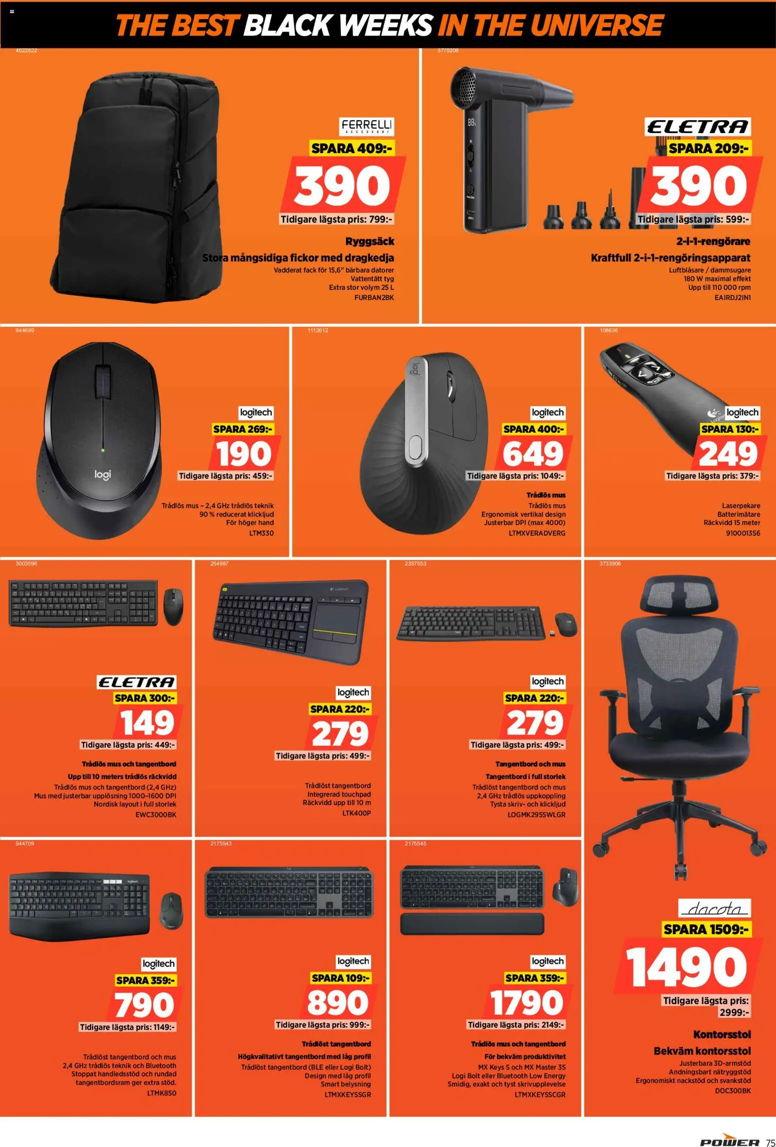 Power reklamblad aktuell från 24.11.2025 | Sida: 75 | Produkter: Dammsugare, Smart belysning, Ryggsäck, Tangentbord