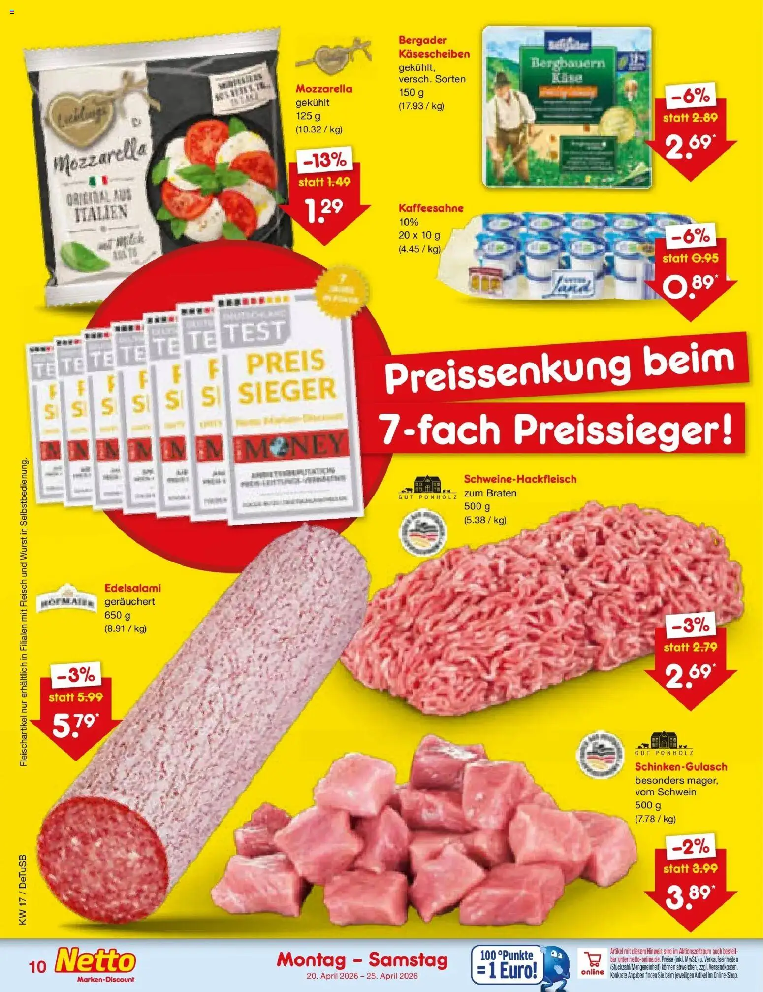 Netto Marken-Discount Prospekt Lahr-Langenwinkel	 – gültig ab 20.04.2026 | Seite: 12 | Produkte: Mozzarella, Wurst, Fleisch