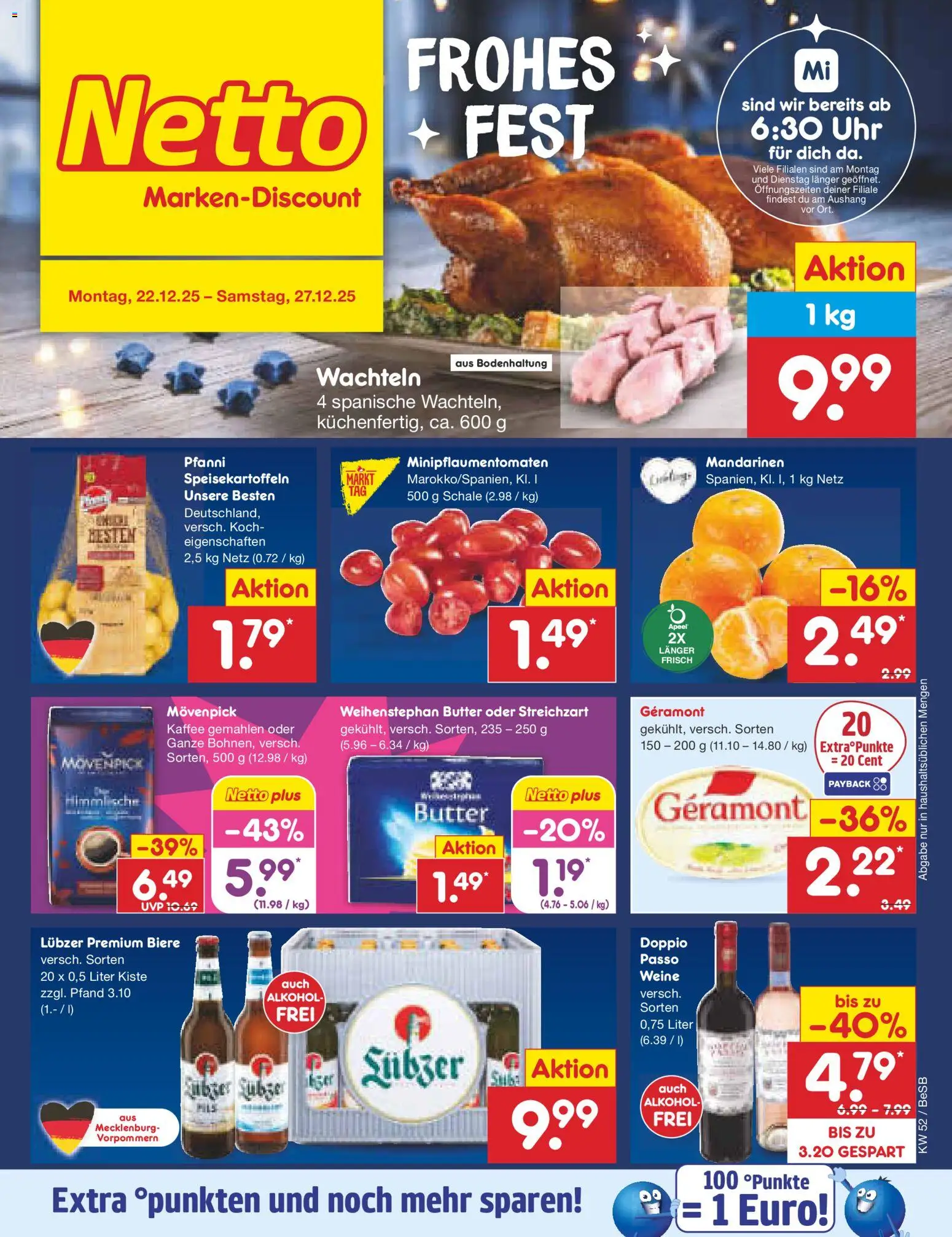 Netto Marken-Discount Prospekt 	 – gültig ab 22.12.2025 | Seite: 1 | Produkte: Geramont, Butter, Weihenstephan butter, Uhr