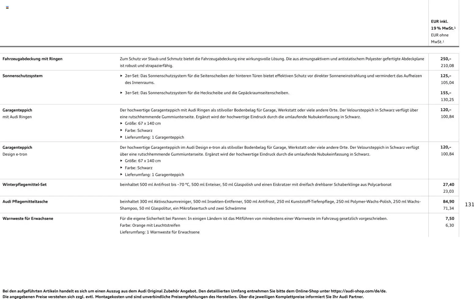 Audi Q3 – gültig ab 29.01.2026 | Seite: 131