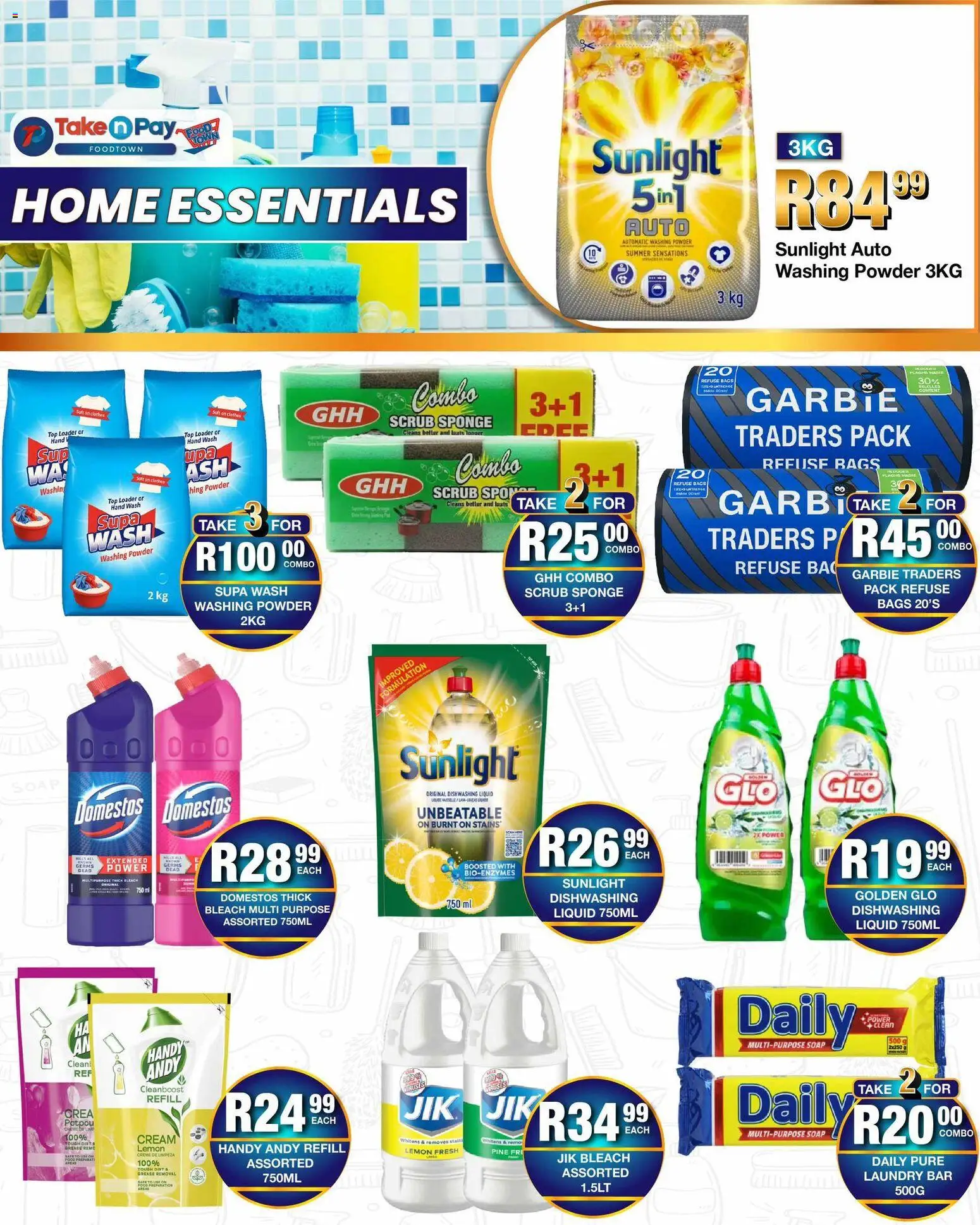 New Take n Pay catalogue – valid from 06.04.2026 | Page: 27 | Products: Bleach, Powder, Refuse bags, Lemon