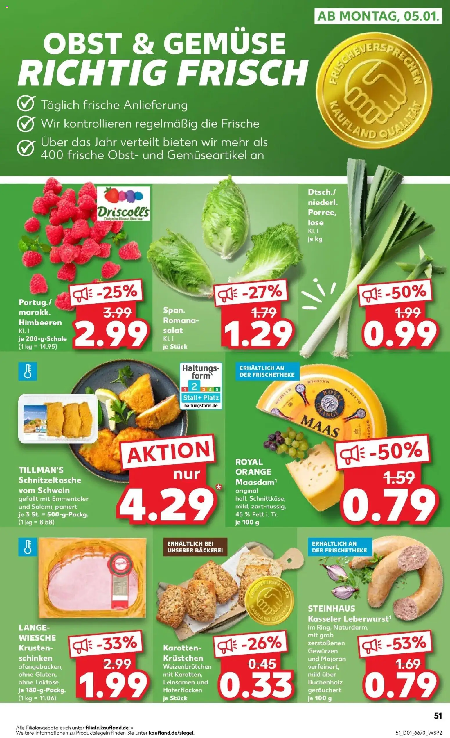 Kaufland prospekt Erkelenz	 – gültig ab 02.01.2026 | Seite: 51 | Produkte: Gemüse, Obst, Schinken, Salat
