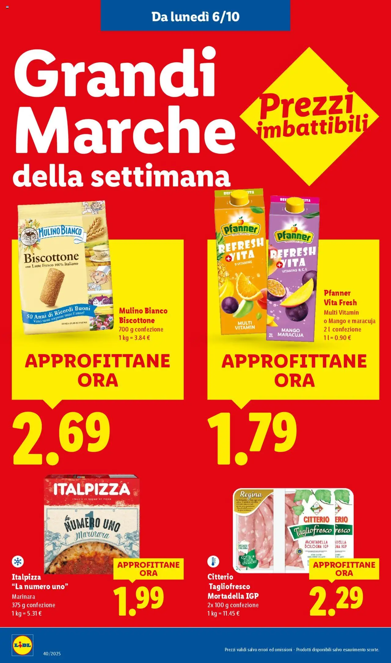 Volantino Lidl del 06.10.2025 | Pagina: 14 | Prodotti: Pizza, Olio, Mango, Mortadella