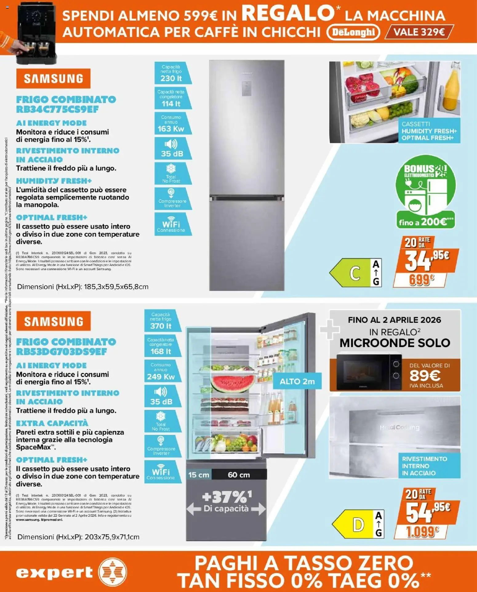 Volantino Expert del 12.03.2026 | Pagina: 3 | Prodotti: Microonde, Caffè, Compressore, Samsung