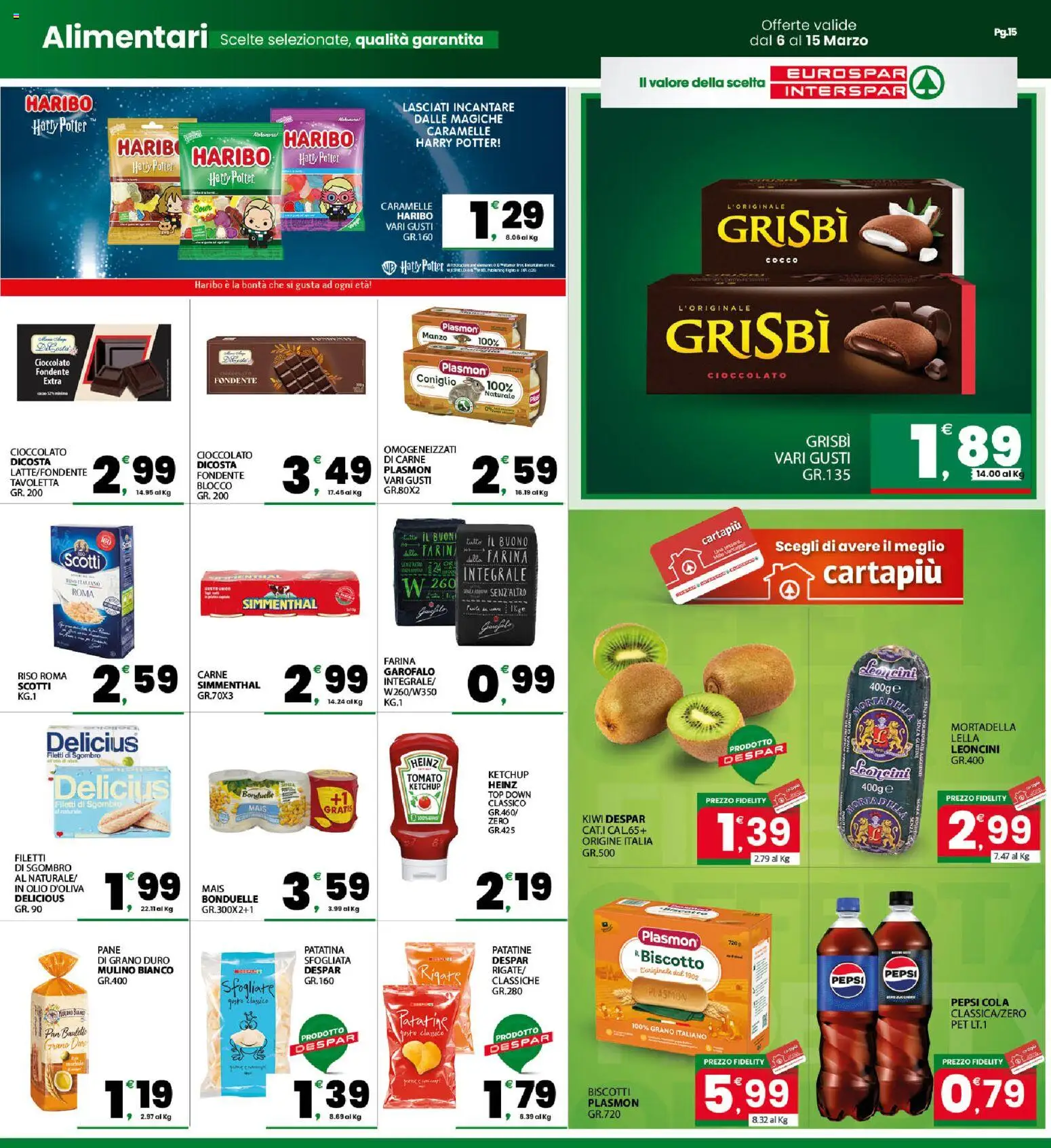 Volantino Eurospar del 06.03.2026 | Pagina: 15 | Prodotti: Cioccolato, Caramelle, Kiwi, Top