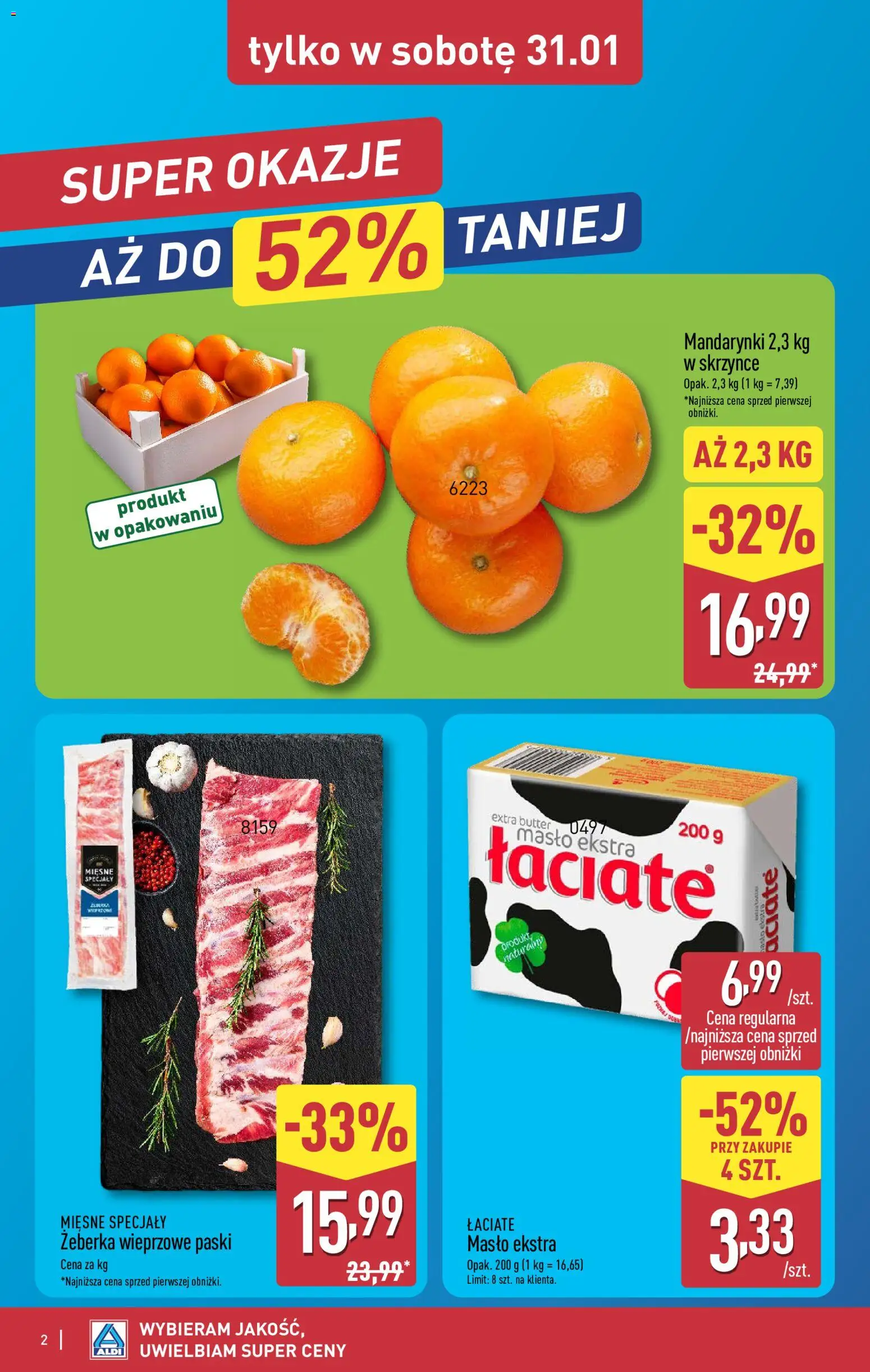 Aldi Gazetka - Okazje na weekend od 29.01.2026 | Strona: 2 | Produkty: Masło, Mandarynki