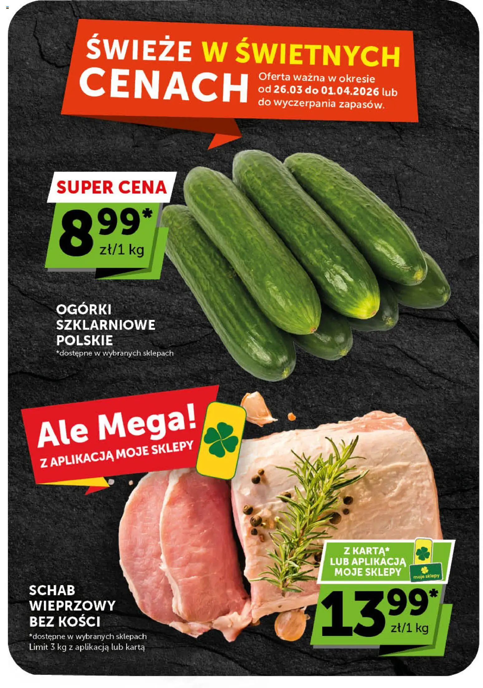 Groszek gazetka od 26.03.2026 | Strona: 4 | Produkty: Karta, Schab, Schab wieprzowy, Ogórki