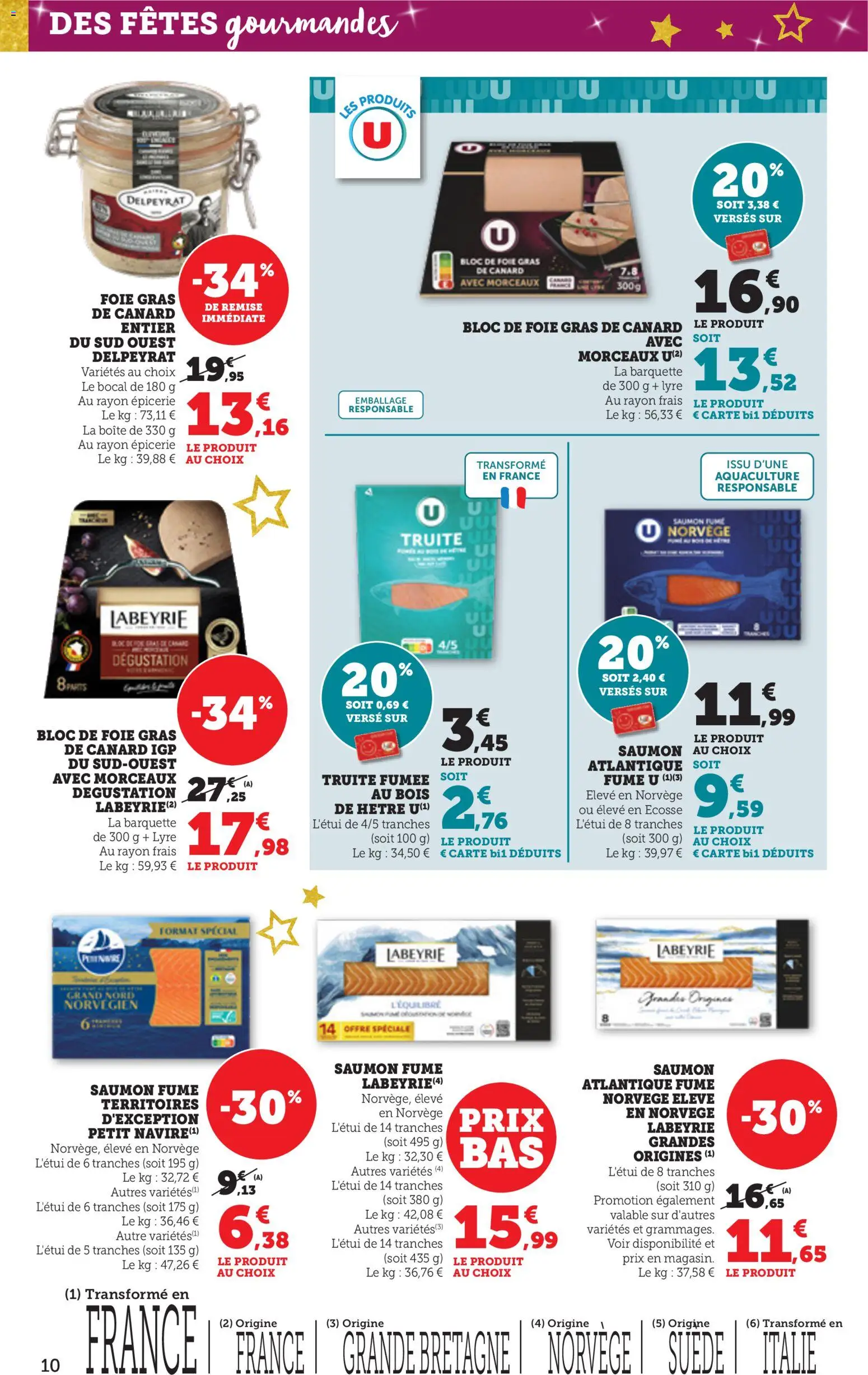 {H1} | Page: 10 | Produits: Foie Gras de Canard, Truite fumée, Bloc de foie gras, Saumon