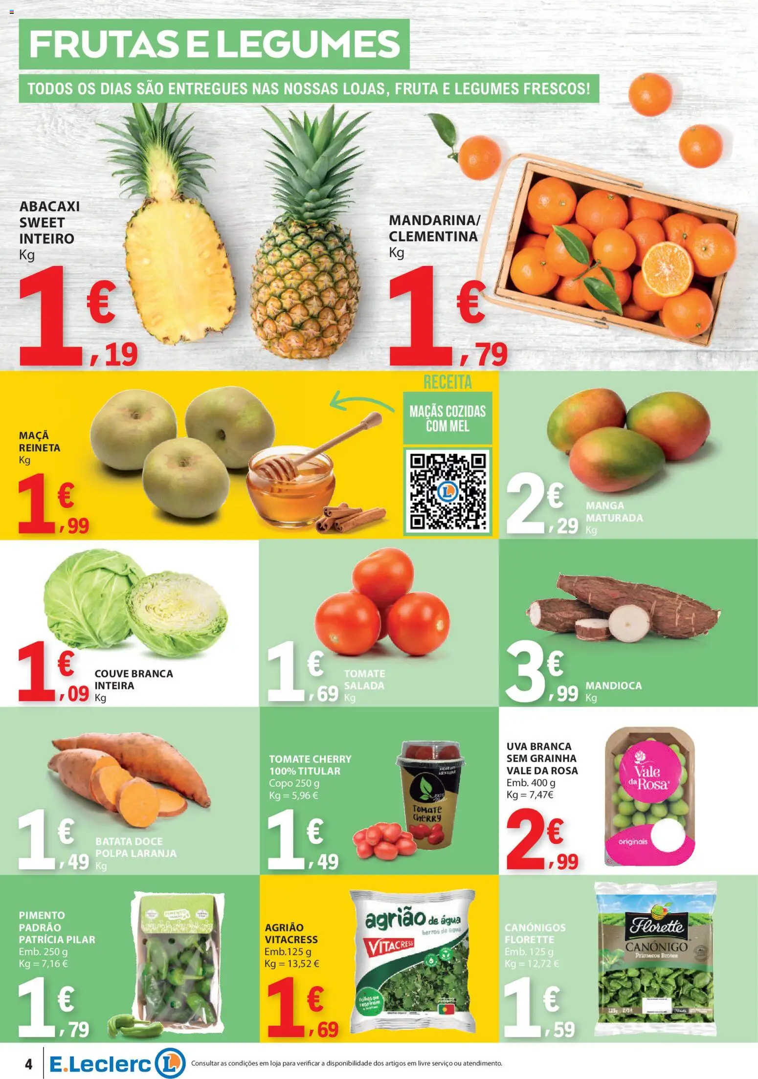E.Leclerc folheto │ válido de 22.01.2026 | Página: 4 | Produtos: Agua, Maça, Tomate, Agrião