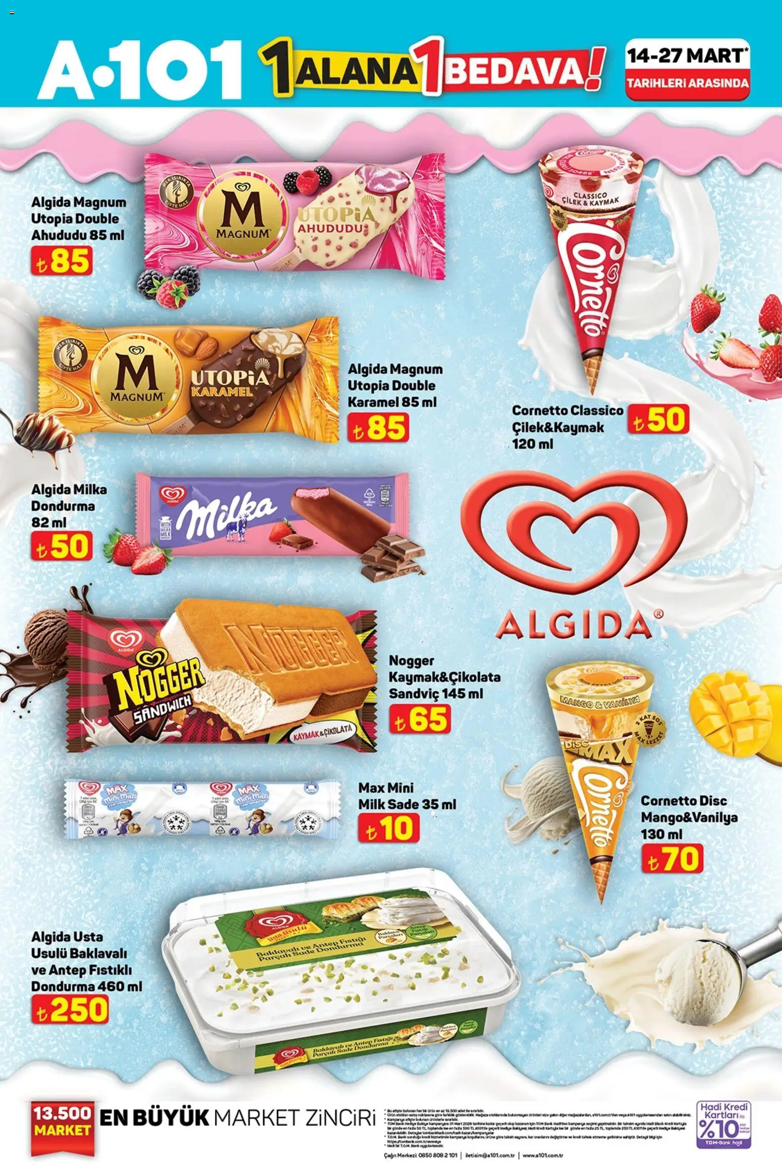 A101 - 1 Alana 1 Bedava - 14.03.2026 tarihinden itibaren geçerlidir | Sayfa: 1 | Ürünler: Çikolata, Çilek, Mango, Ahududu