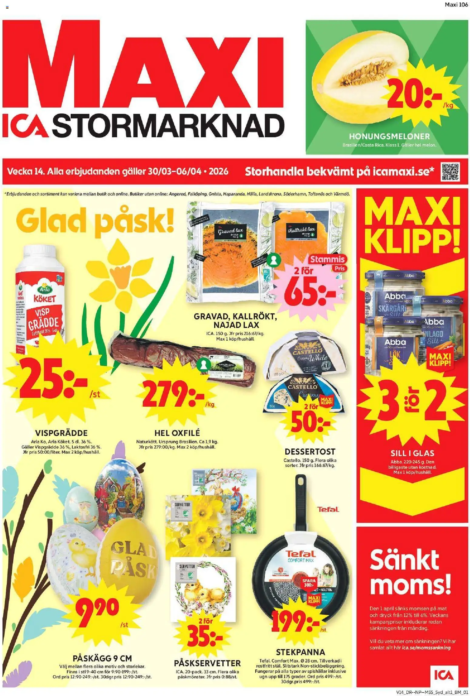 ICA Maxi reklamblad aktuell från 30.03.2026 | Sida: 1 | Produkter: Visp, Glass, Grädde, Vispgrädde