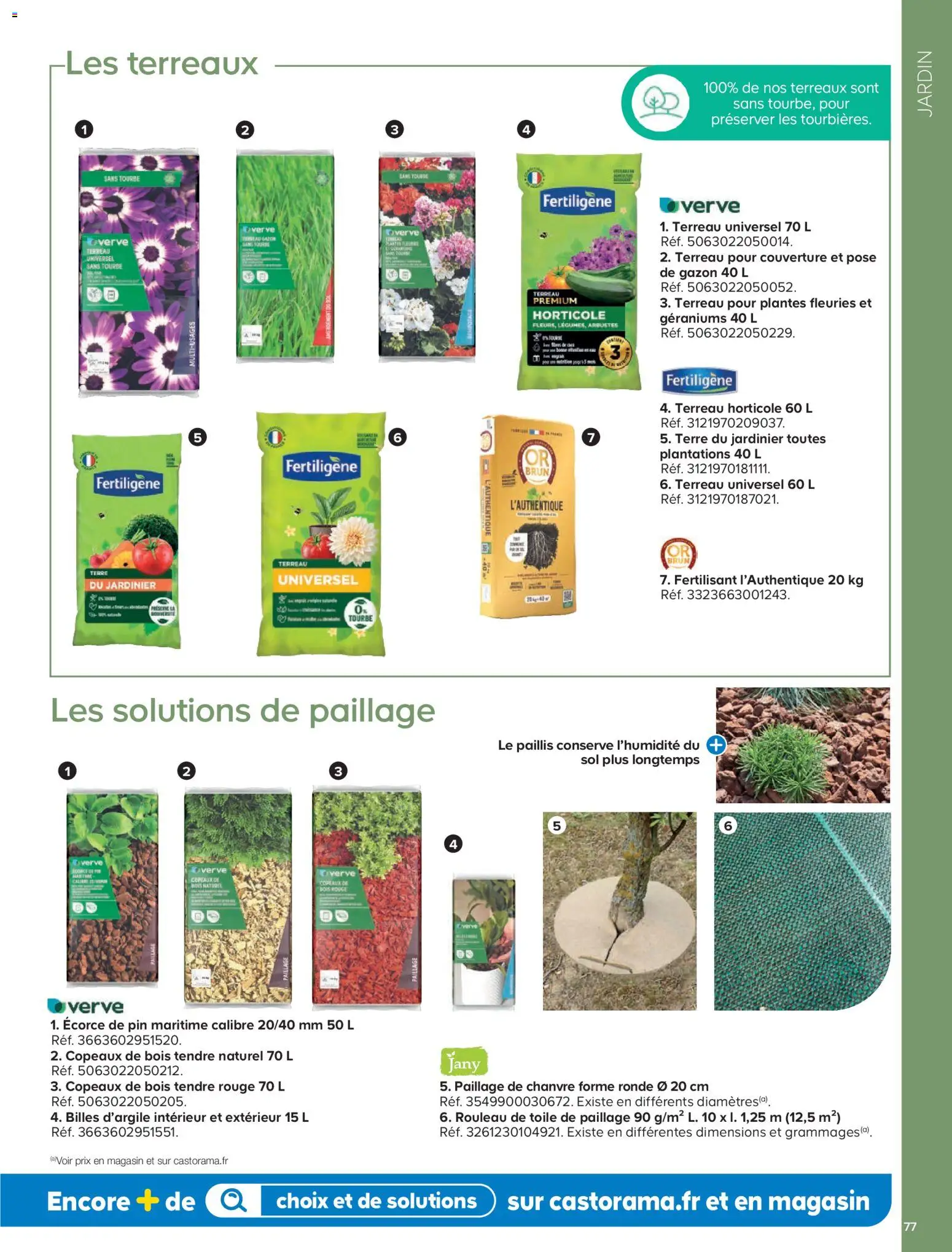 {H1} | Page: 77 | Produits: Terreau Universel, Toile de paillage, Terreau horticole, Gazon