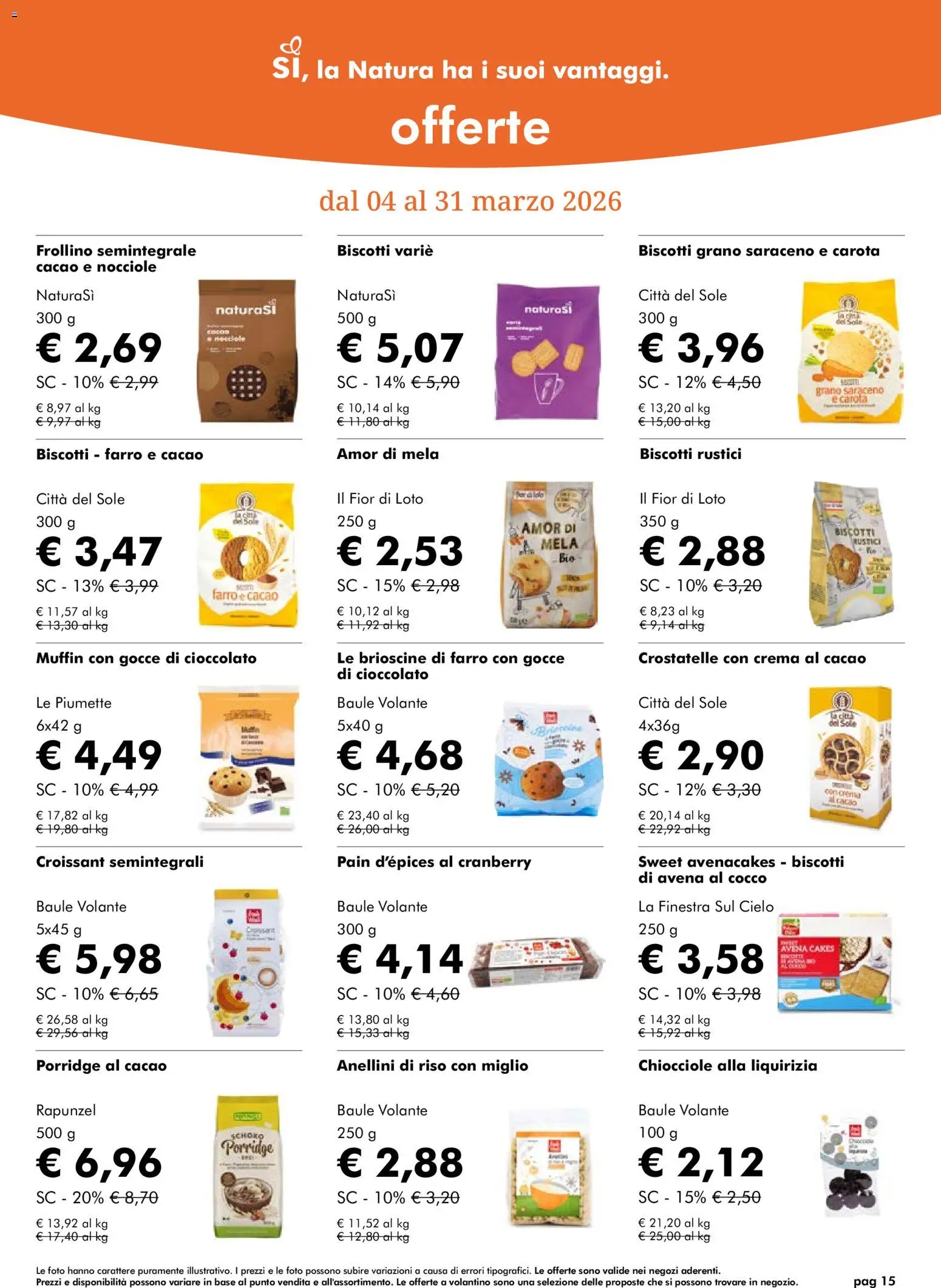 Volantino Natura Sì del 04.03.2026 | Pagina: 15 | Prodotti: Crema, Riso, Biscotti, Cacao