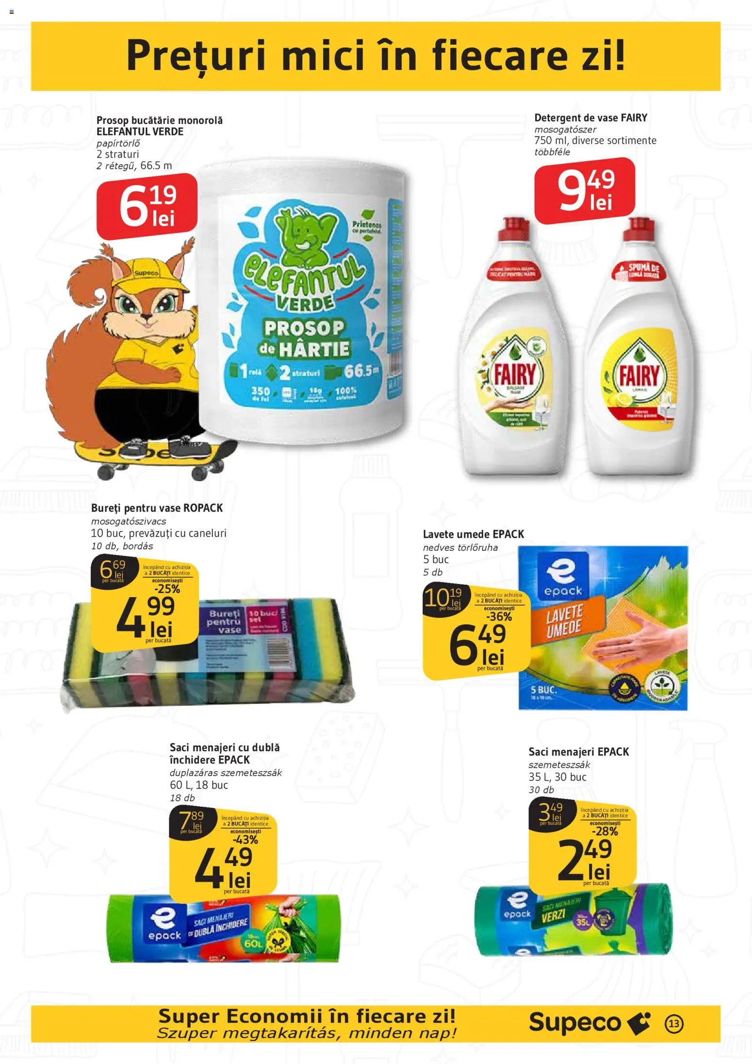 Noul catalog Supeco – valabil de la 08.01.2026 | Pagină: 13 | Produse: Detergent de vase, Saci menajeri, Detergent, Lavete