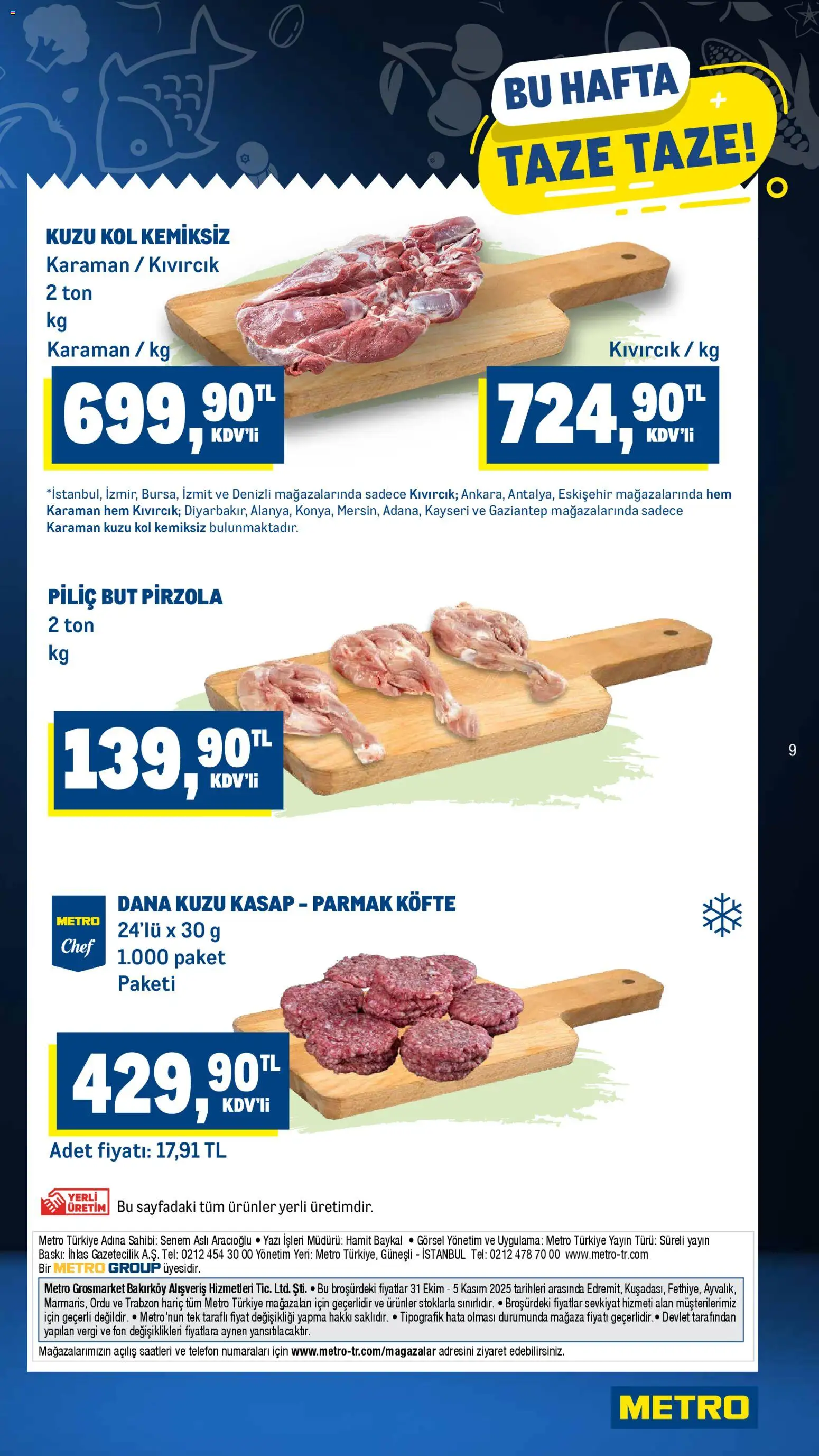 Metro Katalog - 31.10.2025 tarihinden itibaren geçerlidir | Sayfa: 9 | Ürünler: Baskı, Piliç, Telefon, Pirzola