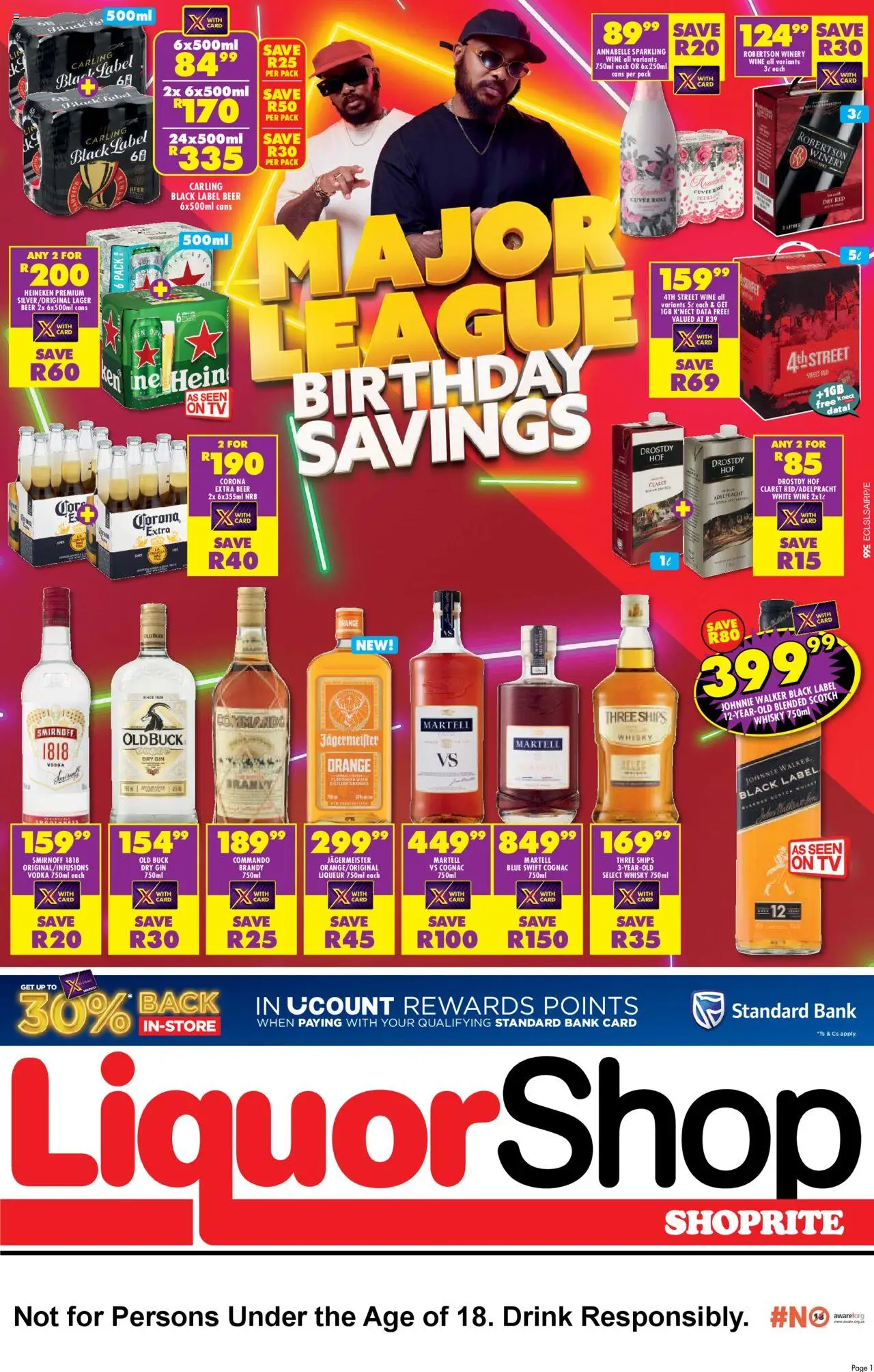 Shoprite Eastern Cape - LiquorShop Major Deals │ valid from 22.08.2025 | Page: 1 | Products: Data, TV, Gin, Vodka