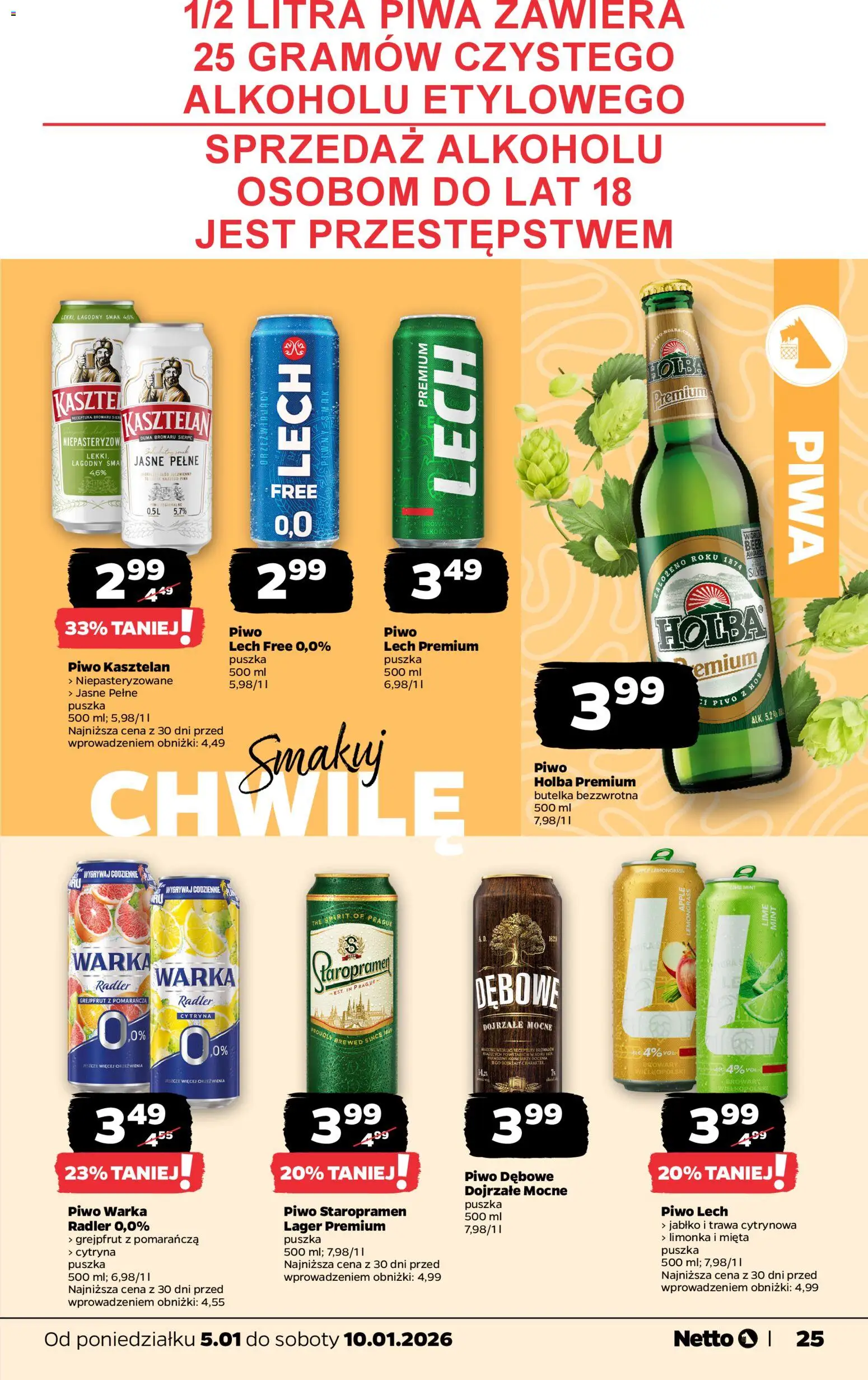 Netto gazetka - Spożywcza od 05.01.2026 | Strona: 25 | Produkty: Mięta, Piwo Staropramen, Piwo, Grejpfrut