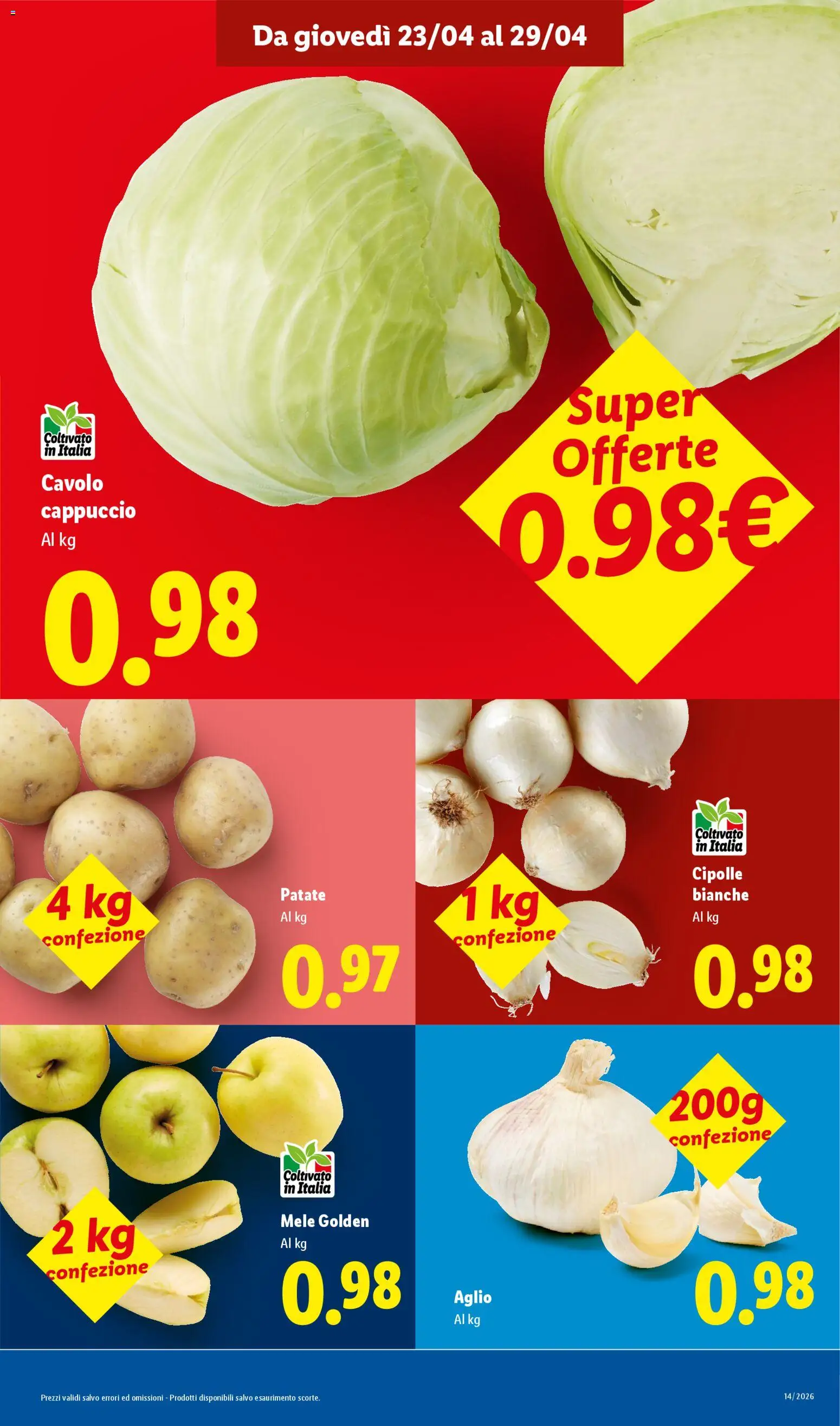 Volantino Lidl del 23.04.2026 | Pagina: 3 | Prodotti: Patate, Aglio, Cavolo, Cappuccio