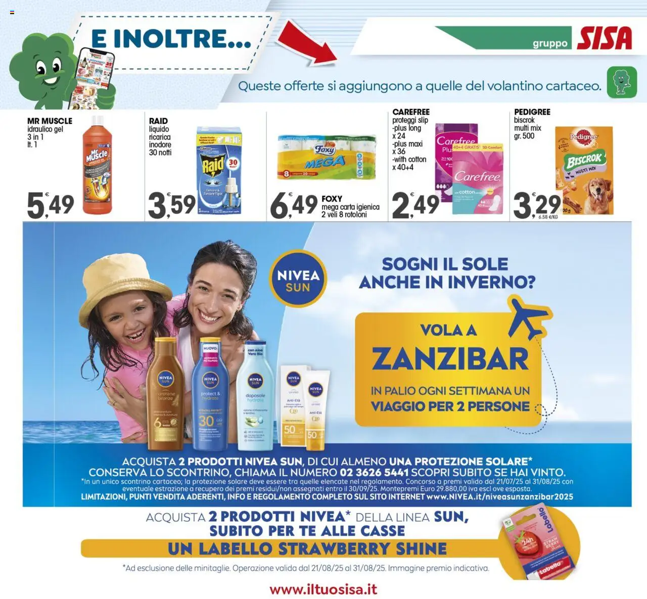 Volantino SISA del 21.08.2025 | Pagina: 14 | Prodotti: Carta igienica, Proteggi slip, Tè, Slip