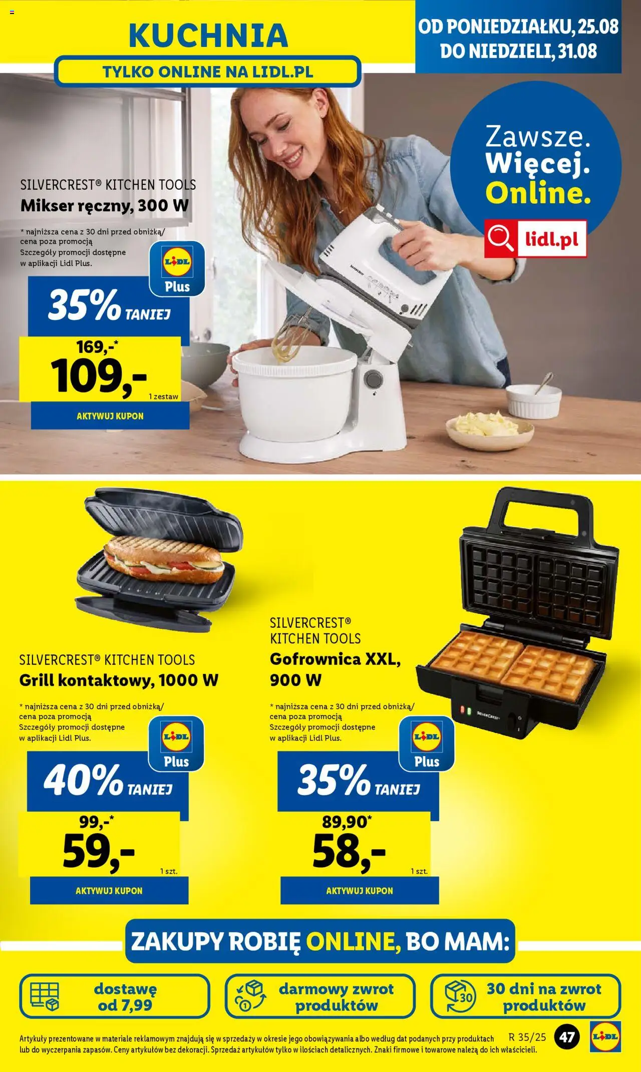 Lidl Katalog od 25.08.2025 | Strona: 49 | Produkty: Grill, Mikser, Gofrownica