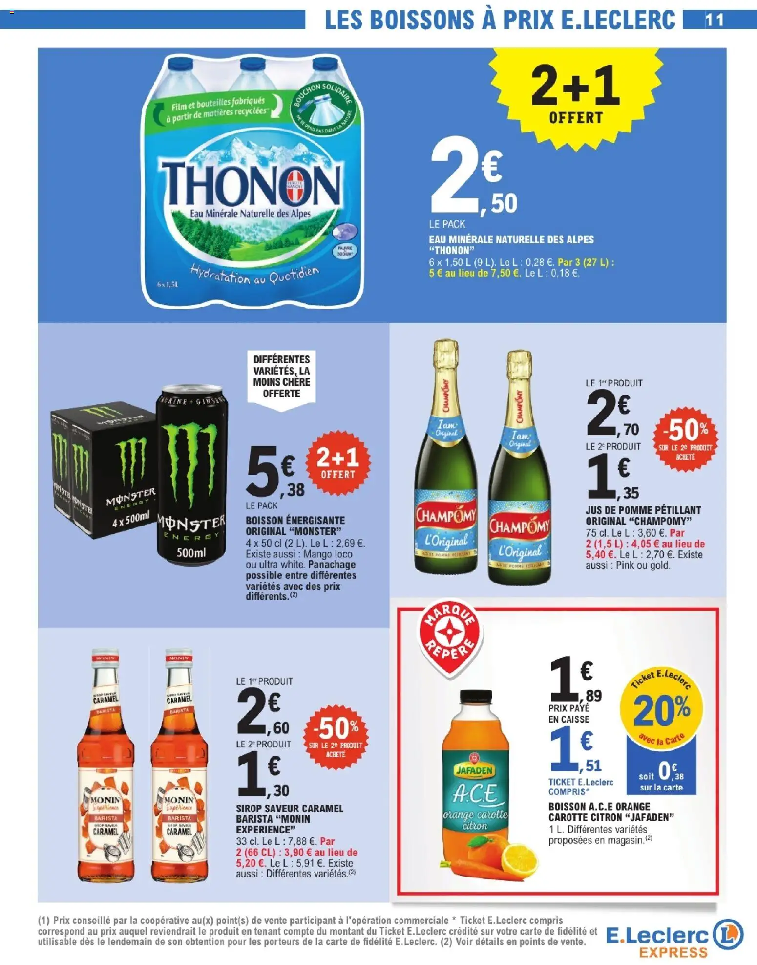 {H1} | Page: 11 | Produits: Eau minérale, Orange, Jus, Carotte