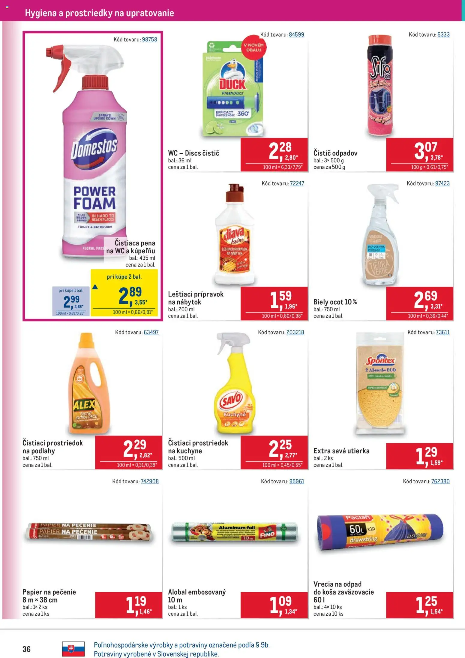 Nové Metro akcie – leták je platný od 19.11.2025 | Strana: 36 | Produkty: Nábytok, Čistiaci prostriedok, Domestos, Ocot