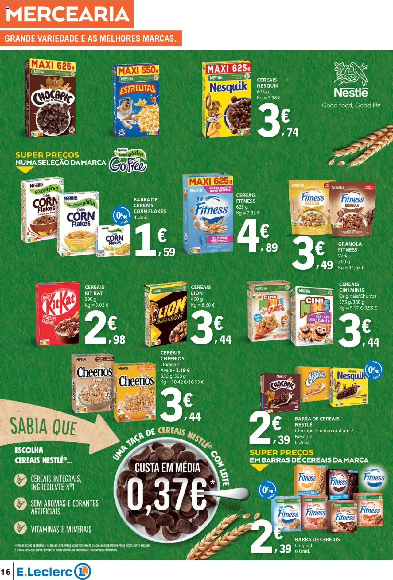 E.Leclerc folheto │ válido de 21.08.2025 | Página: 16 | Produtos: Aveia, Barras de cereais, Granola, Base