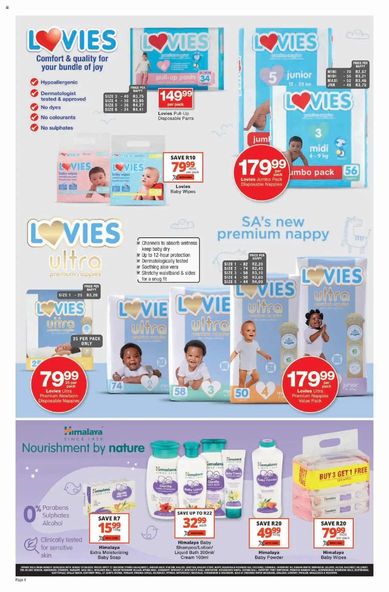 Checkers KwaZulu-Natal - Baby Promotion │ valid from 25.08.2025 | Page: 4 | Products: Powder, Rice, Shampoo, Nappies