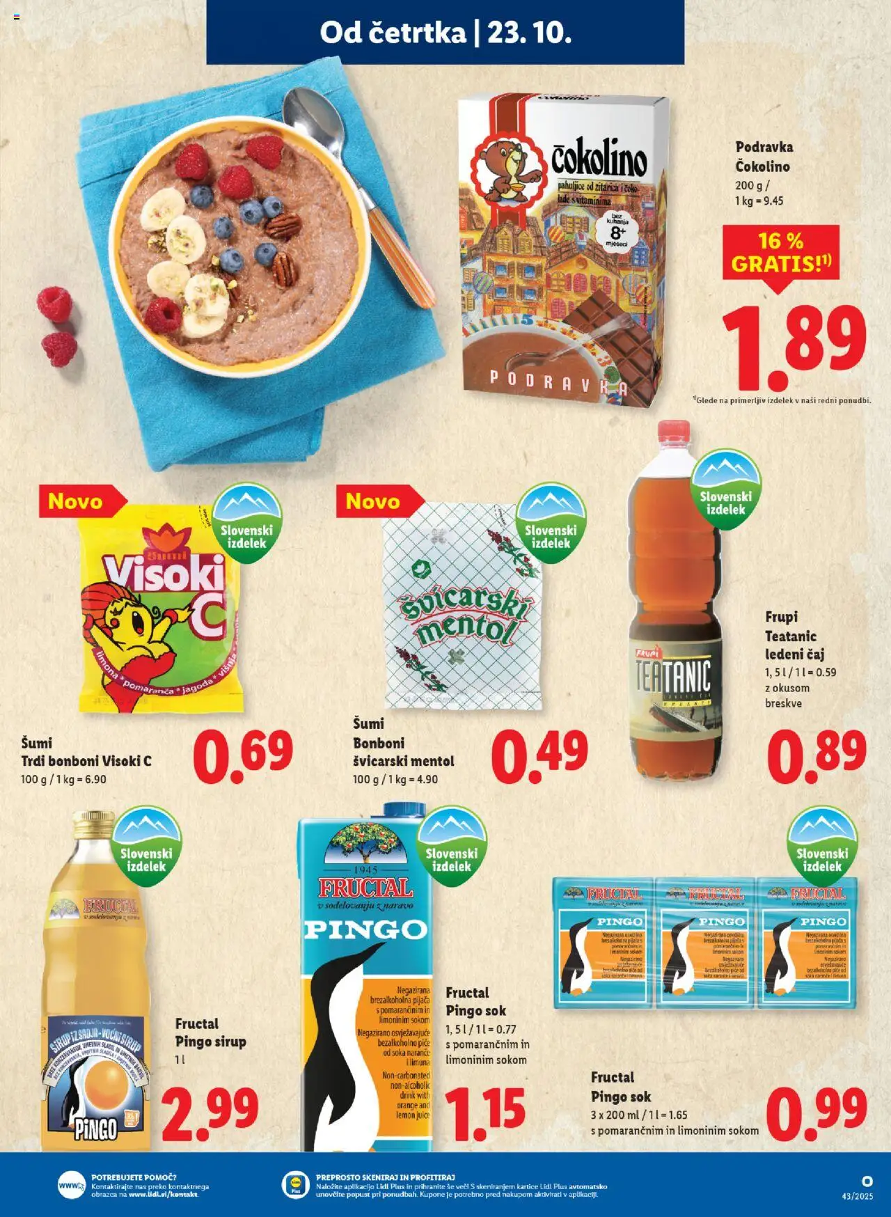 Novi Lidl katalog ponudbe – veljaven od 23.10.2025 | Stran: 13 | Izdelki: Sirup, Ledeni čaj, Sir, Caj