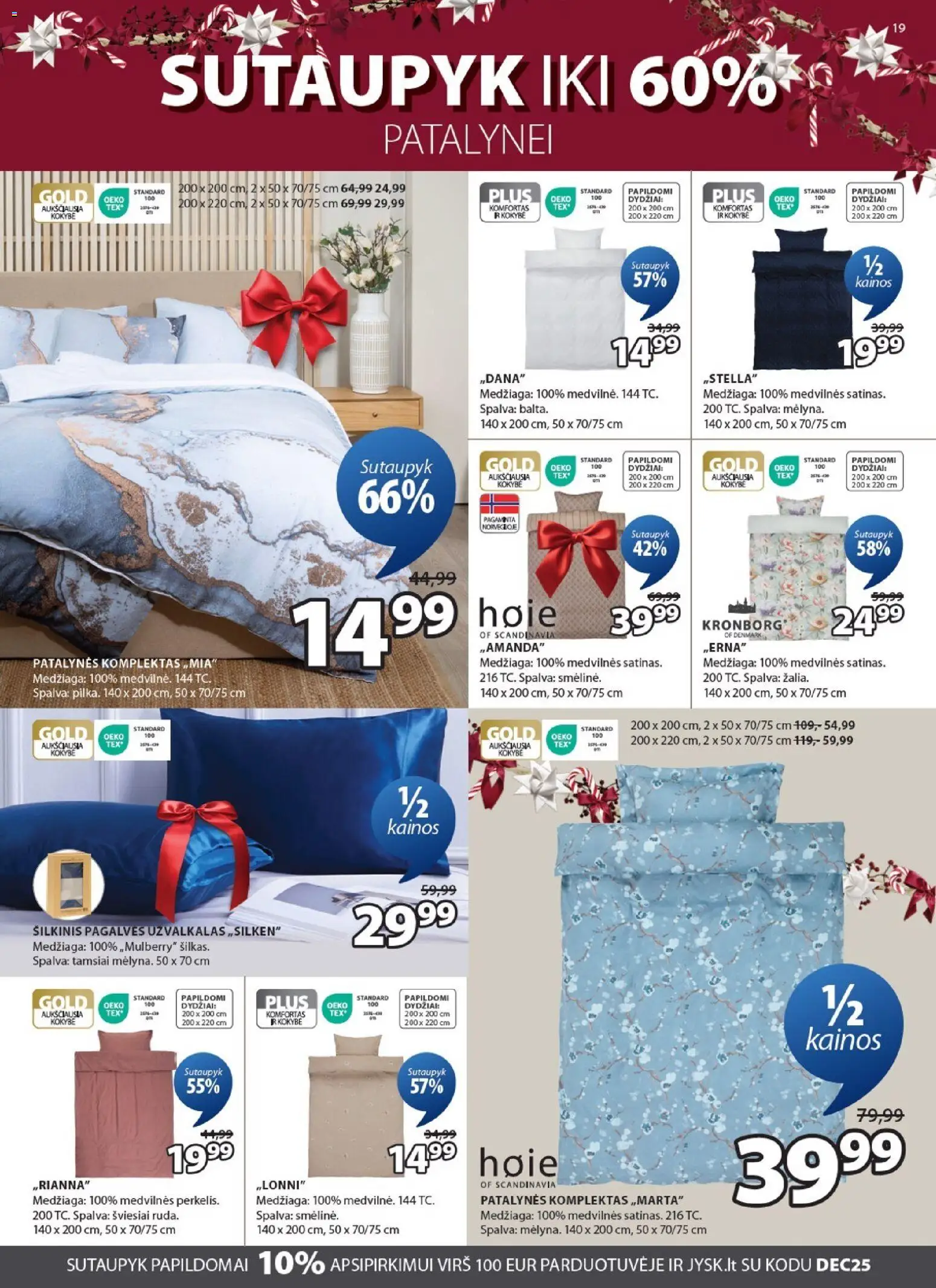 JYSK akcijos nuo 02.12.2025 | Puslapis: 19 | Prekių: Patalynės komplektas, Užvalkalas