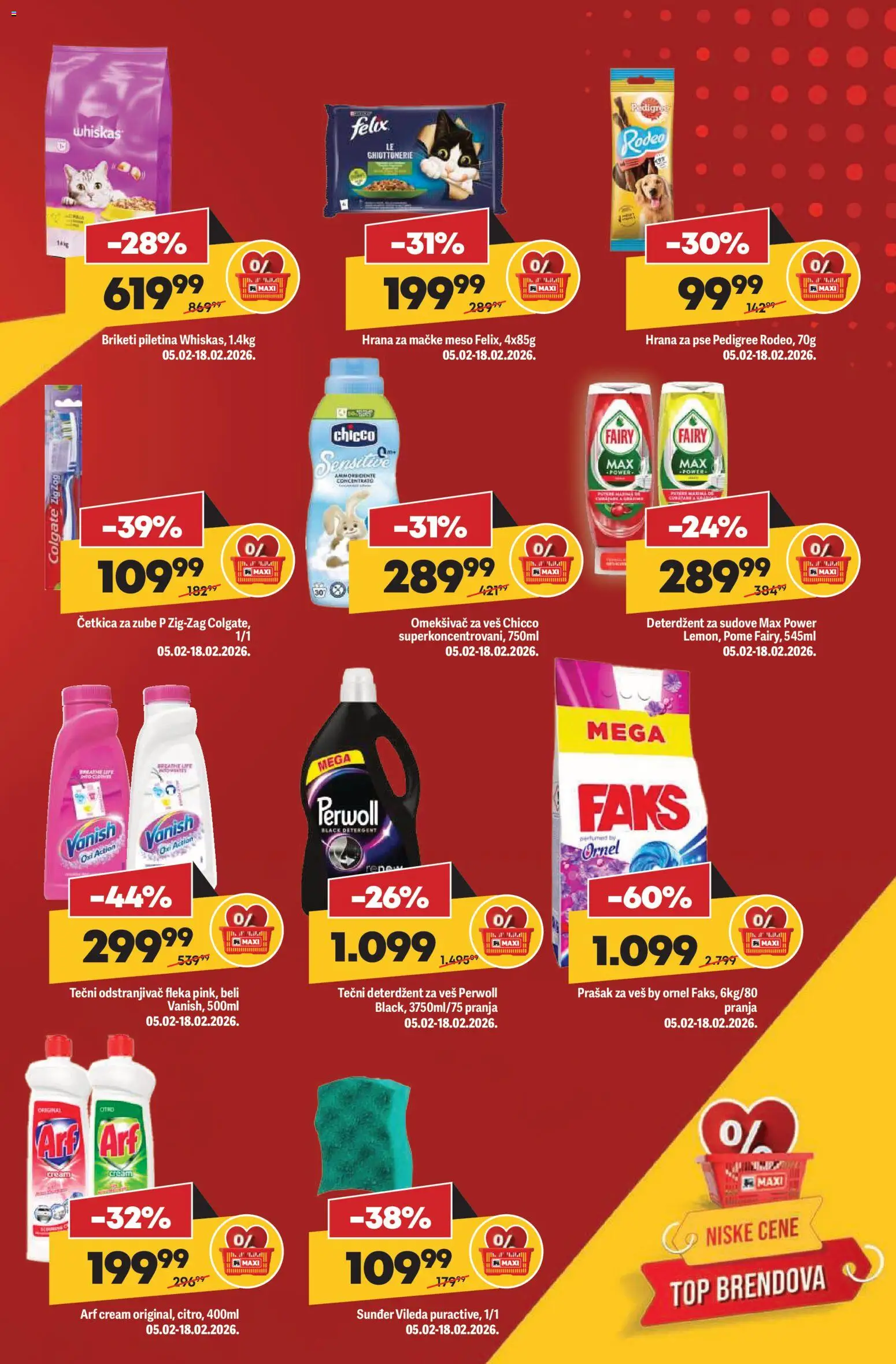 Maxi katalog - važi od 12.02.2026 | Strana: 5 | Proizvode: Deterdžent, Hrana za pse, Hrana za mačke, Prašak za veš