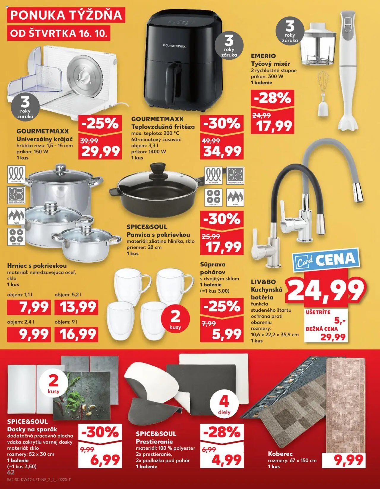 Nové Kaufland akcie – leták je platný od 16.10.2025 | Strana: 62 | Produkty: Koberec, Fritéza, Teplovzdušná frítéza, Mixér