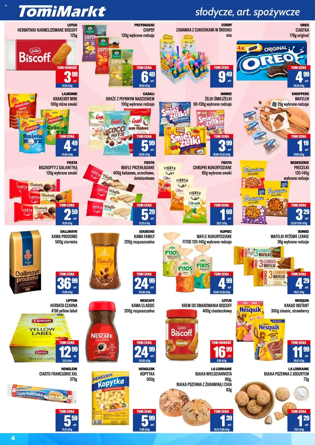 TomiMarkt Gazetka od 16.08.2025 | Strona: 4 | Produkty: Ciasto francuskie XXL, Kakao, Ciasto francuskie, Kawa