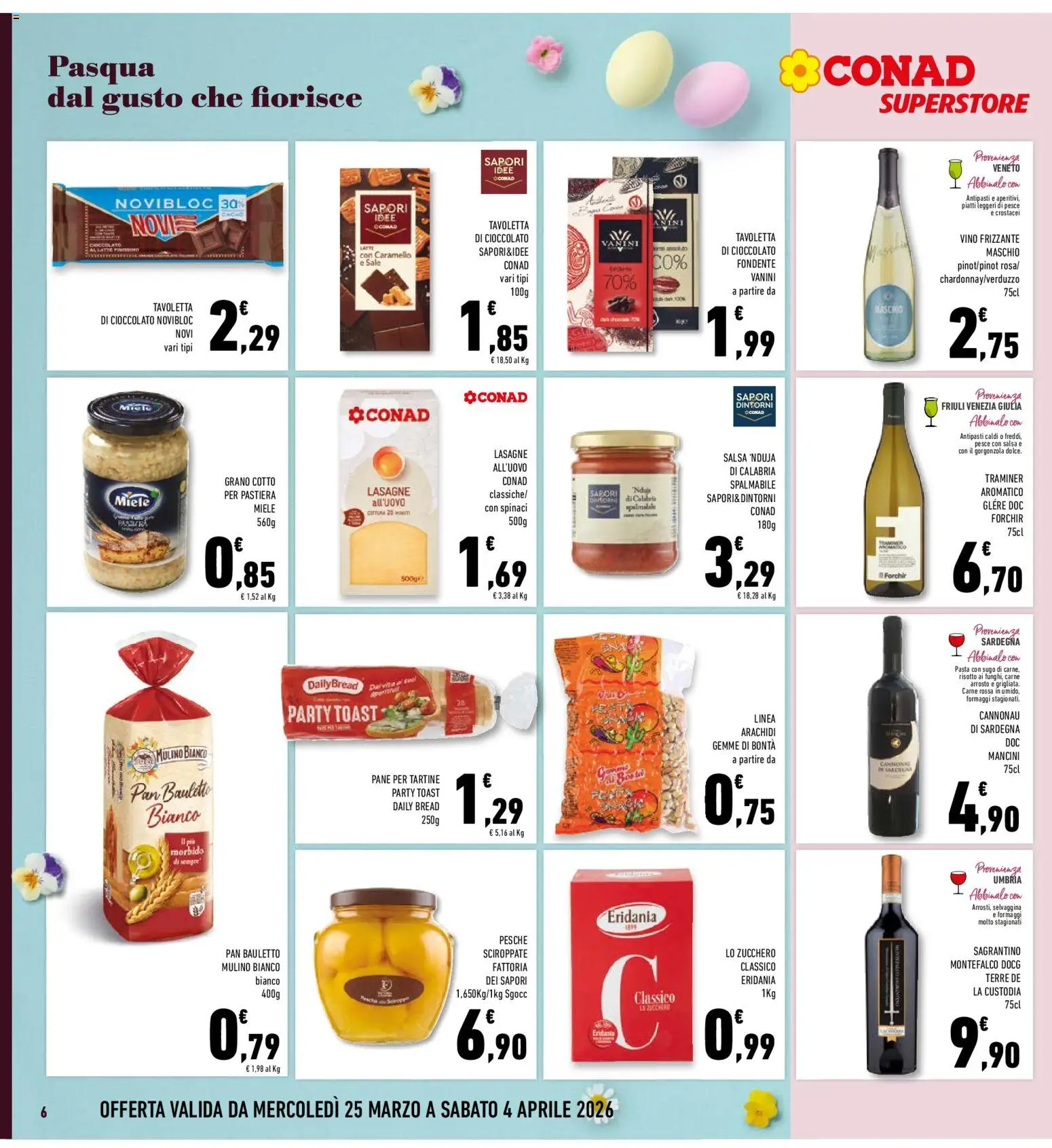 Volantino Conad del 25.03.2026 | Pagina: 6 | Prodotti: Pane, Sale, Lasagna, Arachidi