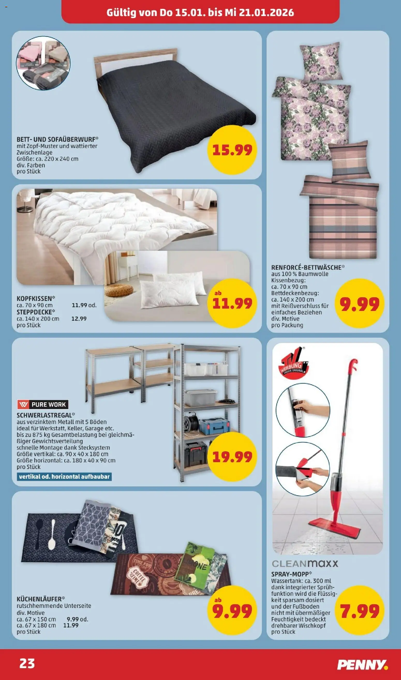 Penny Markt Flugblatt gültig ab 15.01.2026 | Seite: 23 | Produkte: Bett