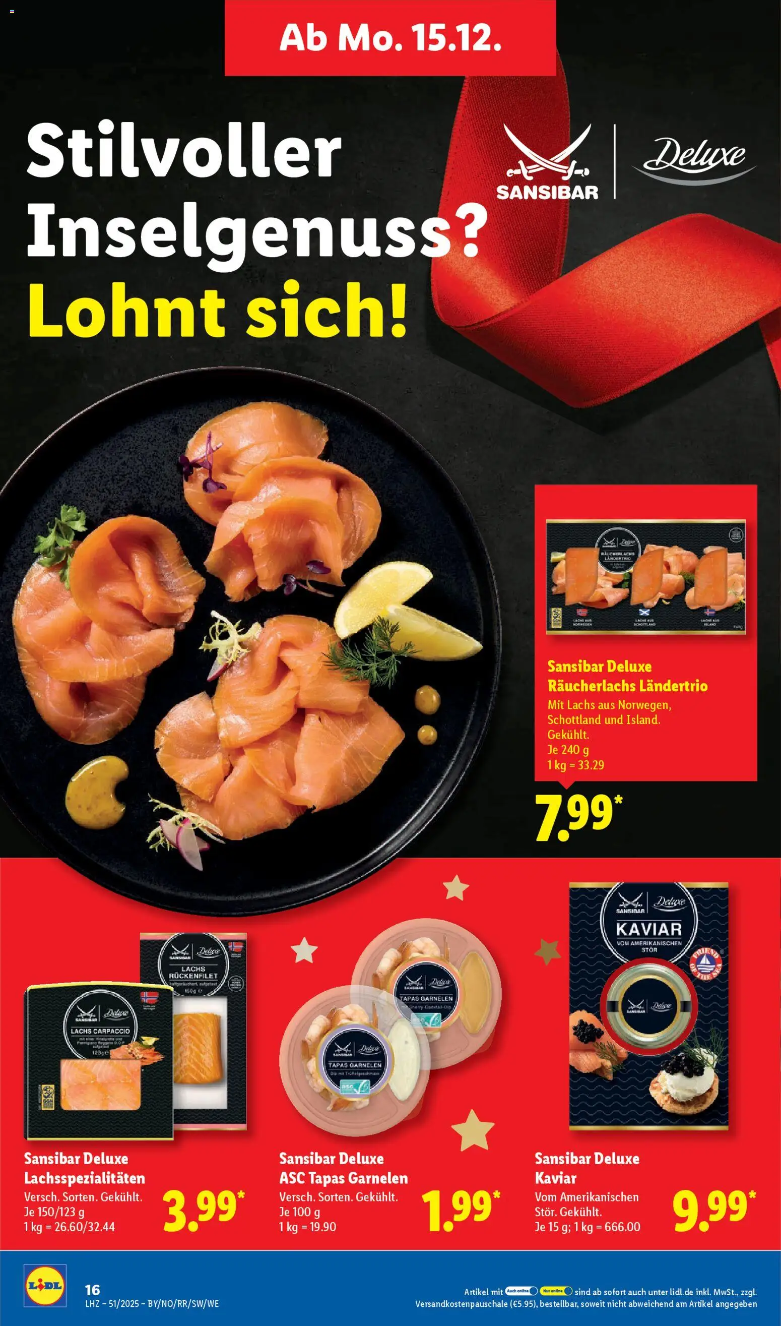 Lidl Prospekt Gedern – gültig ab 15.12.2025 | Seite: 28 | Produkte: Garnelen, Lachs, Räucherlachs