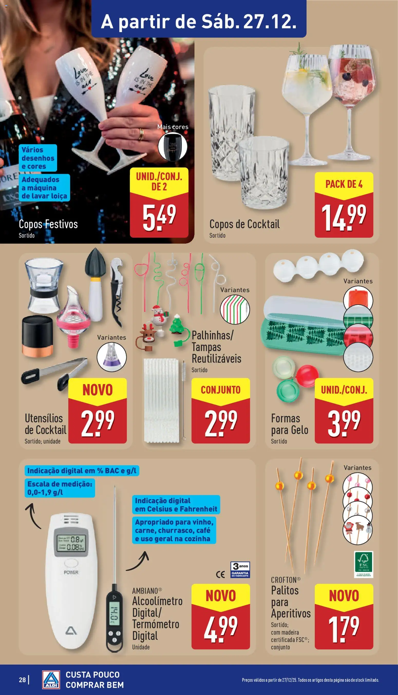 Aldi folheto │ válido de 22.12.2025 | Página: 28 | Produtos: Copos, Termómetro, Café