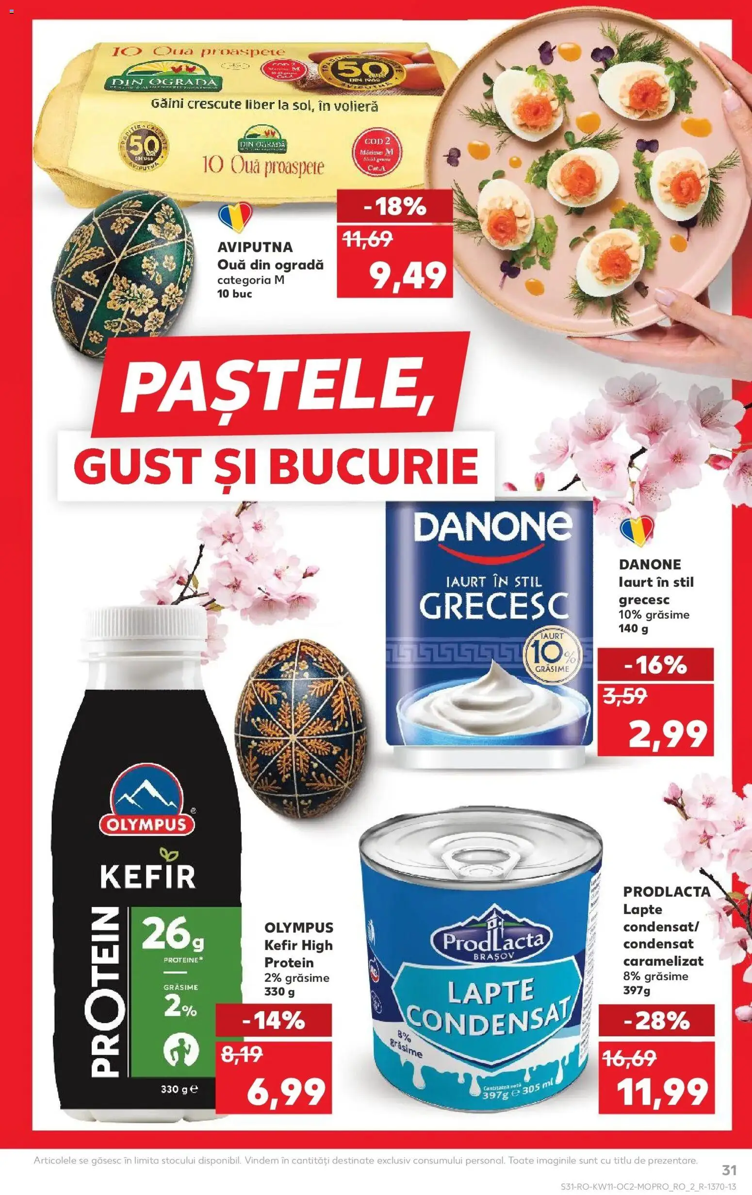 Noul catalog Kaufland – valabil de la 11.03.2026 | Pagină: 31 | Produse: Lapte, Iaurt, Ouă, Kefir
