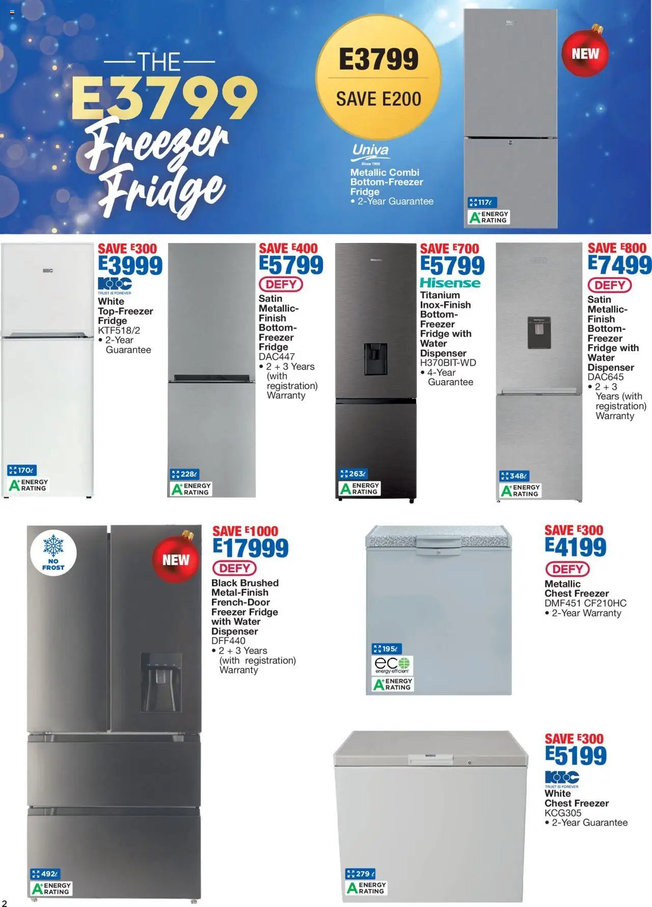 New OK Furniture catalogue – valid from 20.10.2025 | Page: 2 | Products: Freezer, Fridge, Chest freezer, Water