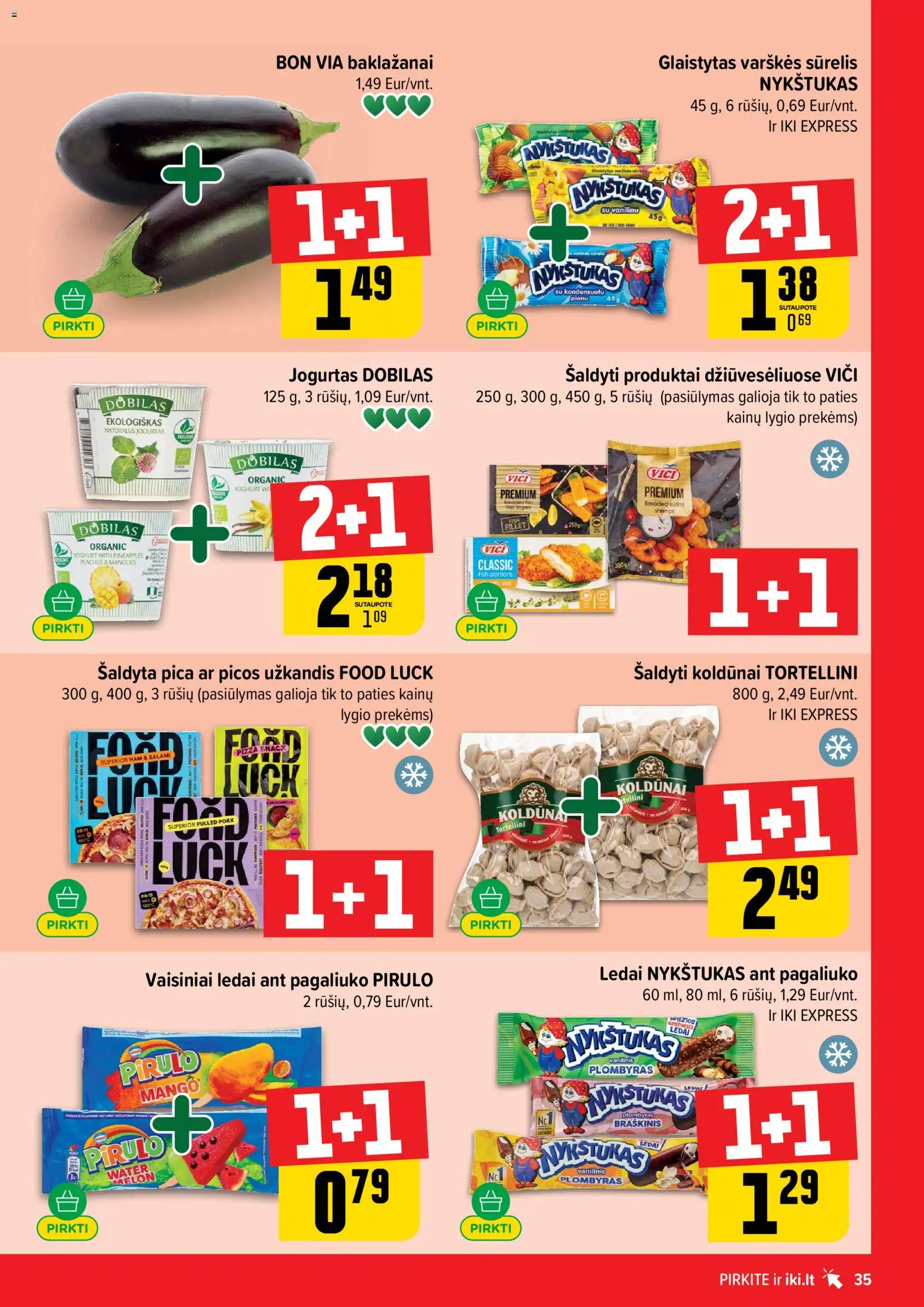 IKI akcijos nuo 27.04.2026 | Puslapis: 35 | Prekių: Ledai, Sūrelis, Jogurtas, Pica