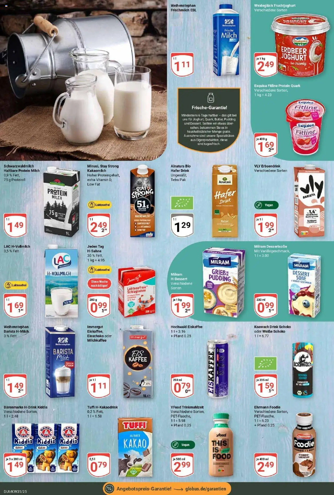 Globus prospekt Duisburg	 - gültig ab dem 28.07.2025 | Seite: 10 | Produkte: Schlagsahne, Kaffee, Fruchtjoghurt, Pudding
