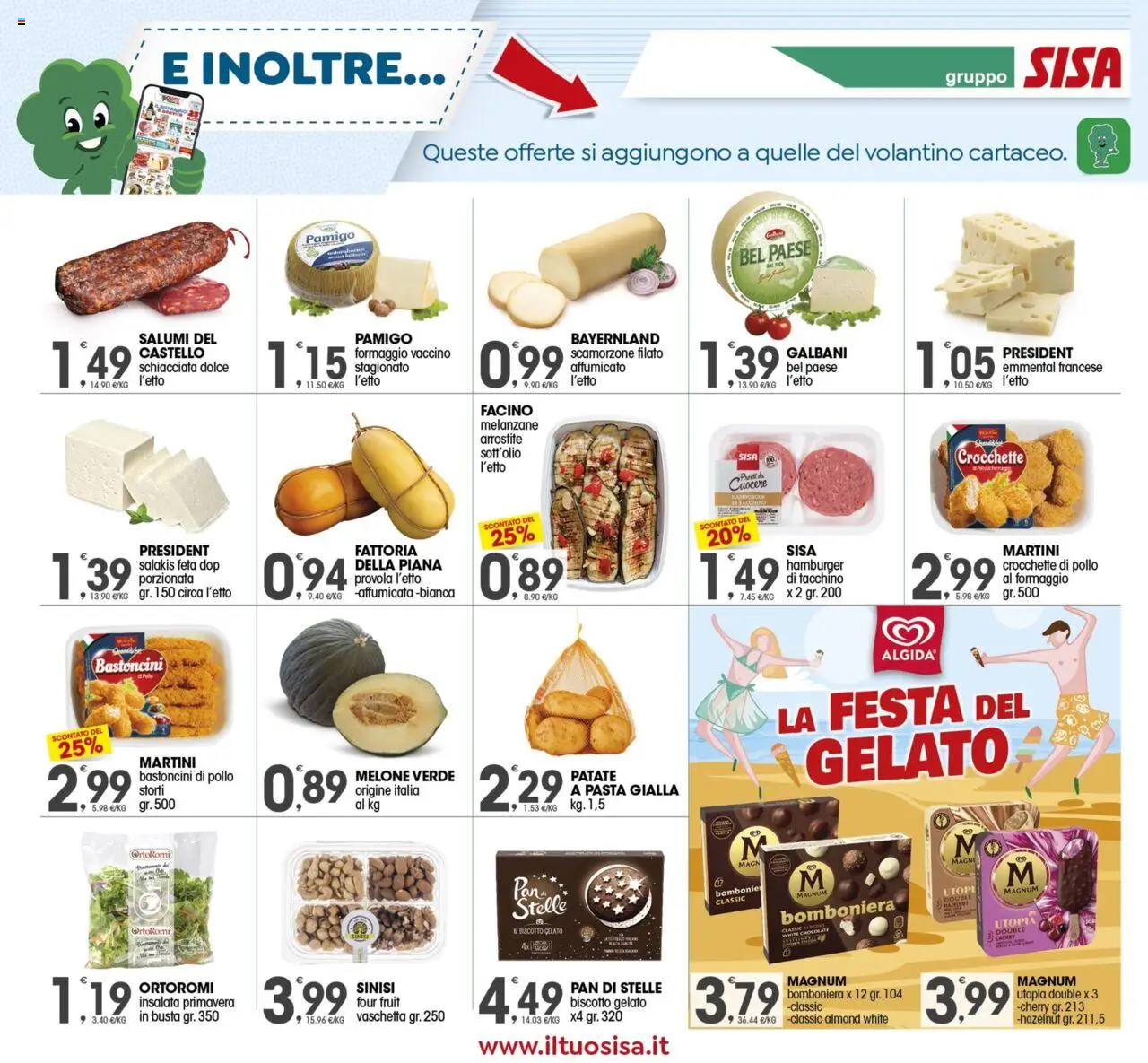 Volantino SISA del 21.08.2025 | Pagina: 10 | Prodotti: Gelato, Provola, Melanzane, Hamburger