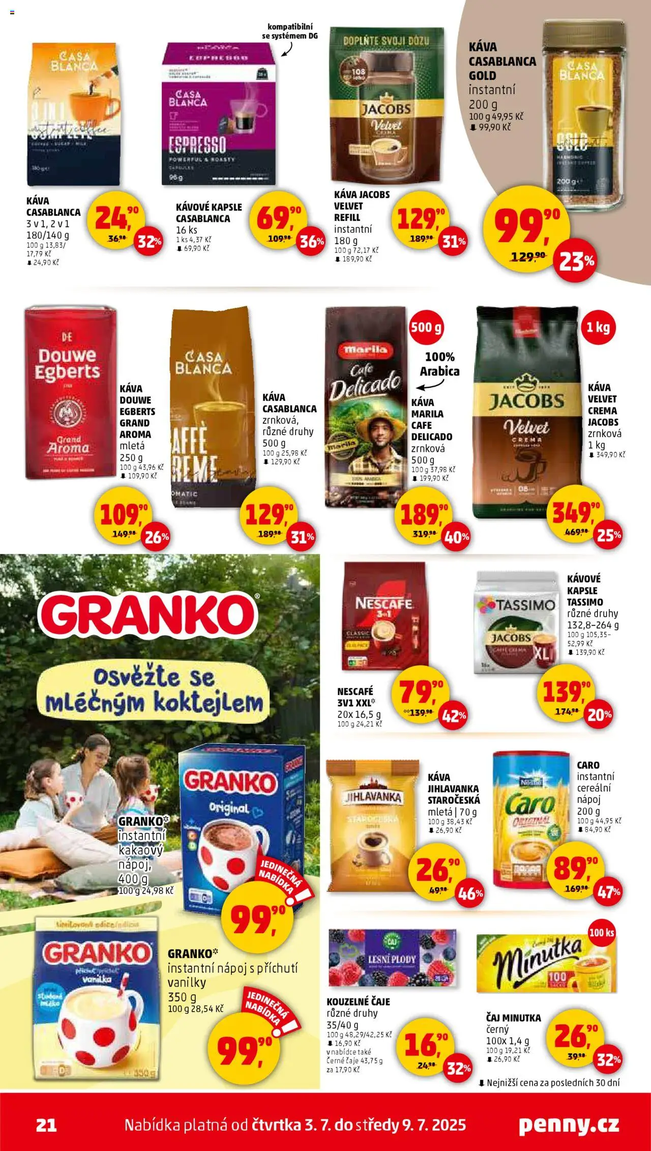 Penny Market leták - Čtvrtečník od 03.07.2025 | Strana: 21 | Produkty: Kapsle, Čaje, Jacobs, Caro