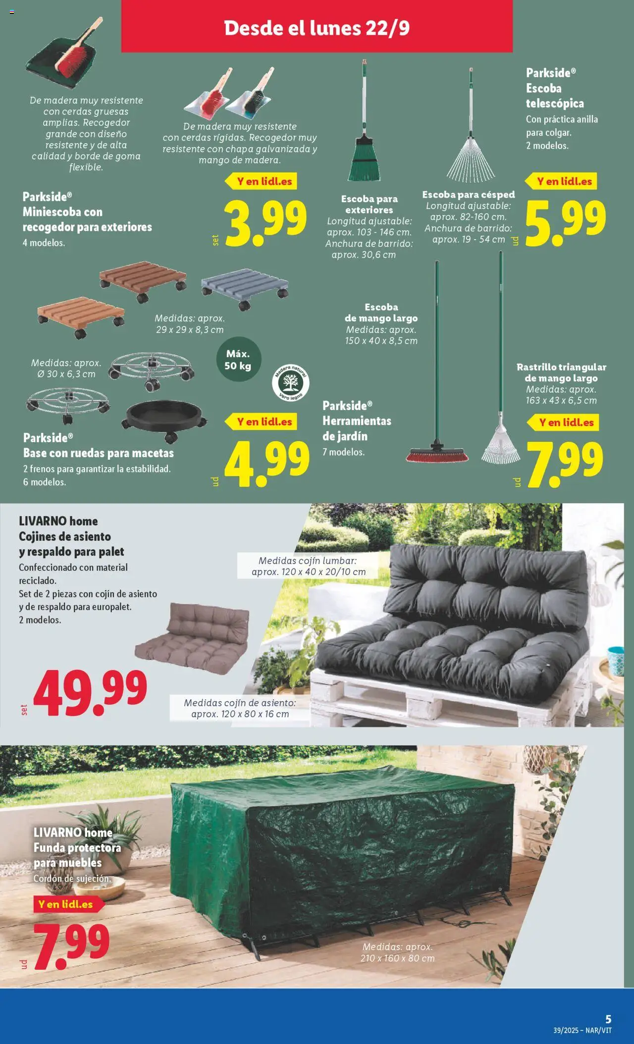 Lidl folleto de bazar │ válido desde el 22.09.2025 | Página: 13 | Productos: Rastrillo, Escoba, Ρούτερ, Cojín