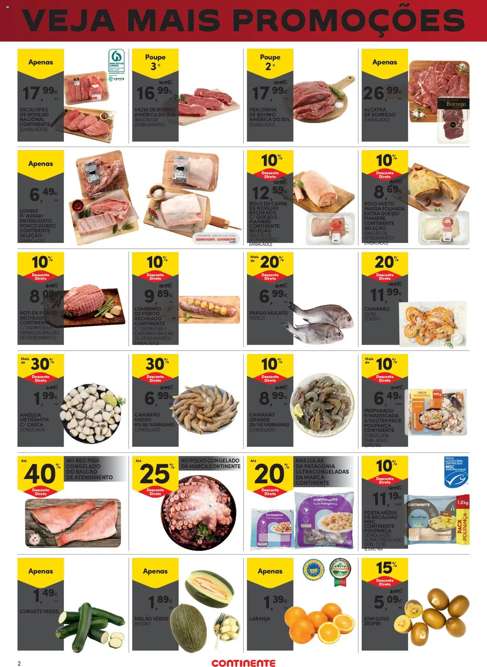Continente - Fim de Semana │ válido de 28.11.2025 | Página: 2 | Produtos: Espargos, Curgete, Polvo, Melão