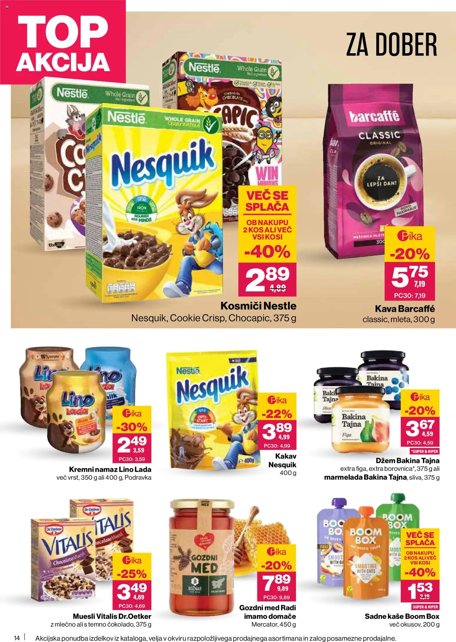 Novi Mercator katalog ponudbe – veljaven od 15.01.2026 | Stran: 14 | Izdelki: Muesli, Namaz, Marmelada, Džem