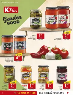 K PLUS SALATA MIJEŠANA, 360g - Pregled kataloga iz trgovine Konzum, vrijedi od 15.10.2025 | Stranica: 8 | Proizvodi: Ajvar, Krastavci, Salata, Cikla