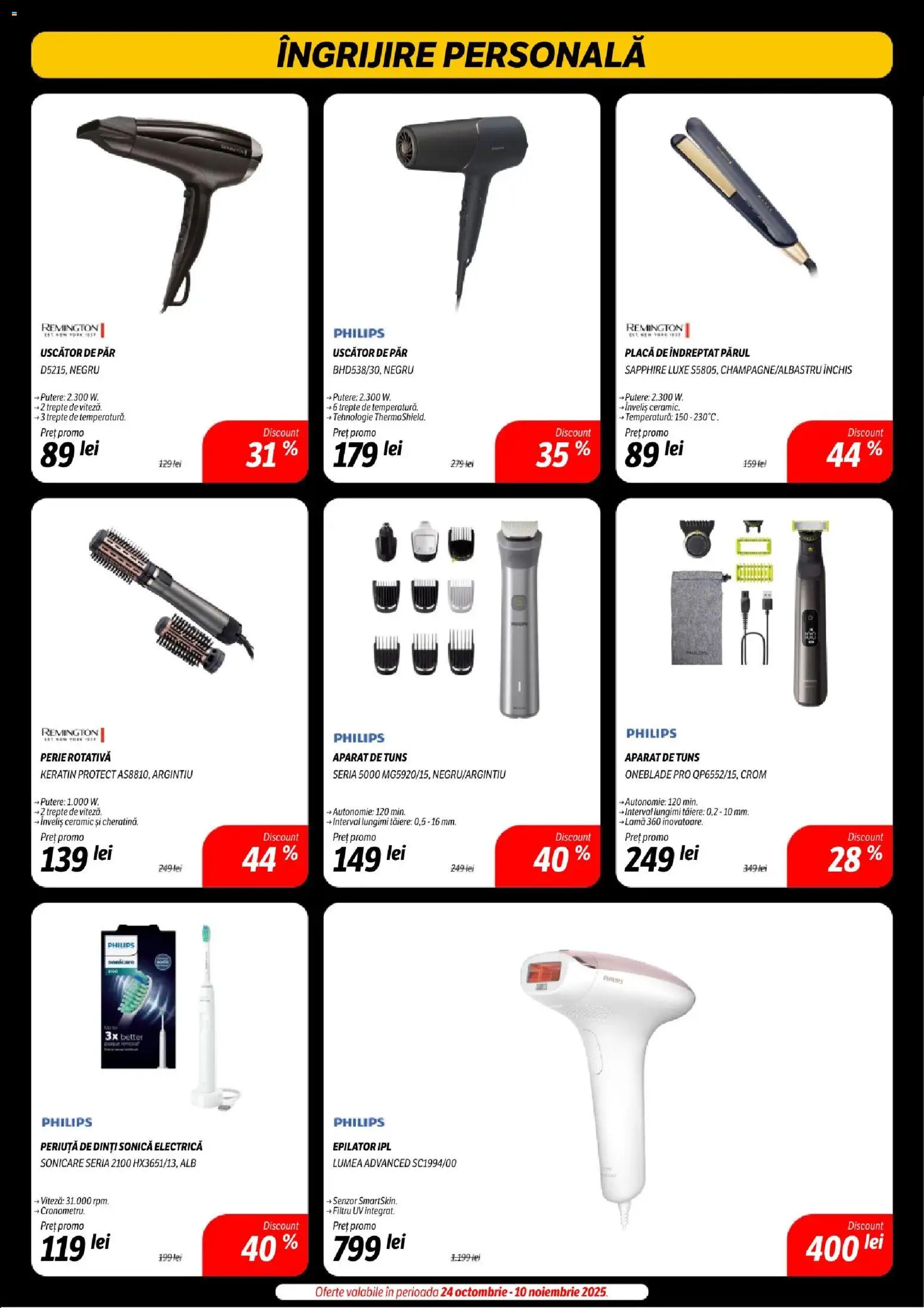 Noul catalog Flanco – valabil de la 07.11.2025 | Pagină: 46 | Produse: Perie rotativă, Epilator, Uscător De Păr, Perie